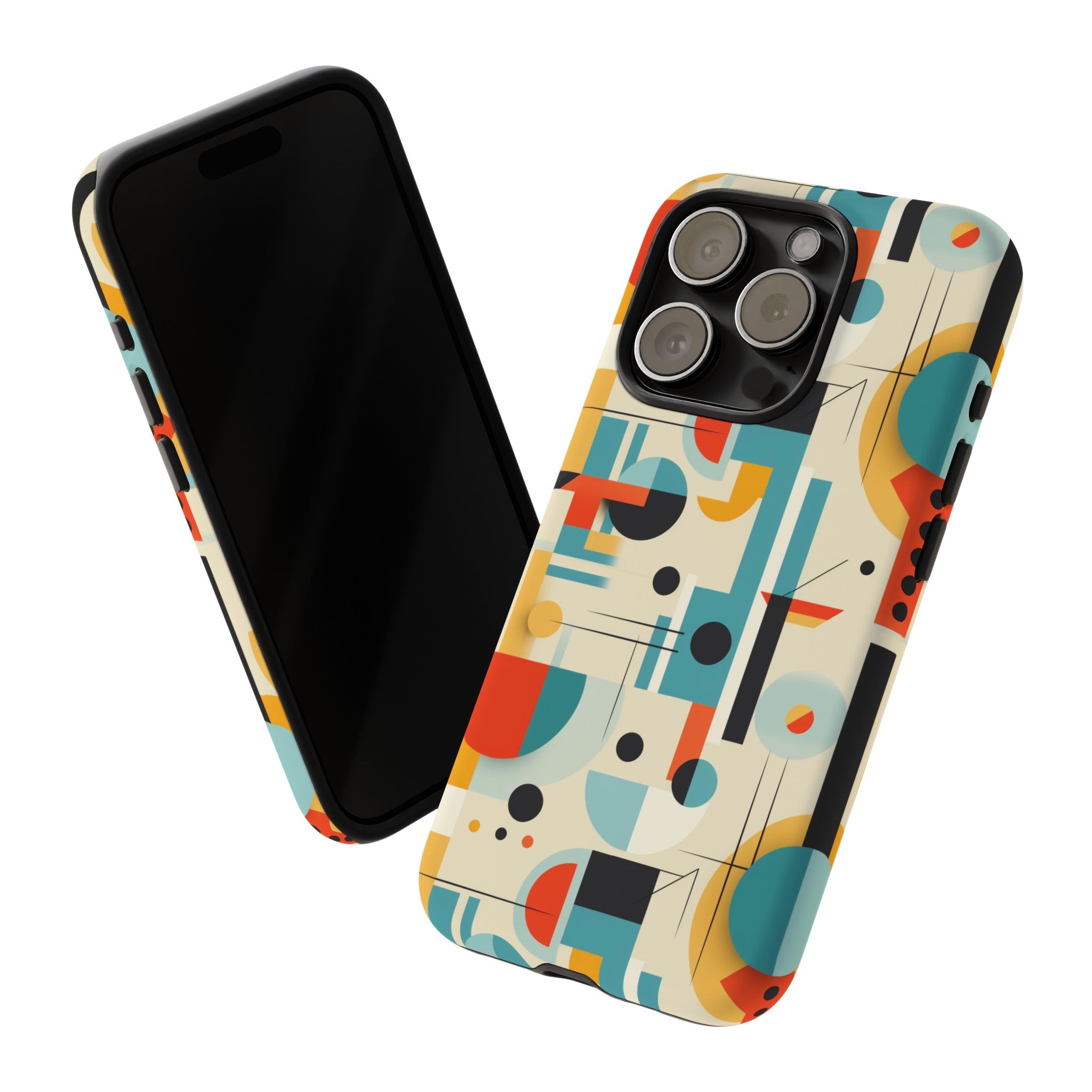 Bauhaus Designed Mid Mod Geometric Groovy Smart Phone, iPhone, Samsung Compatible Tough Cases