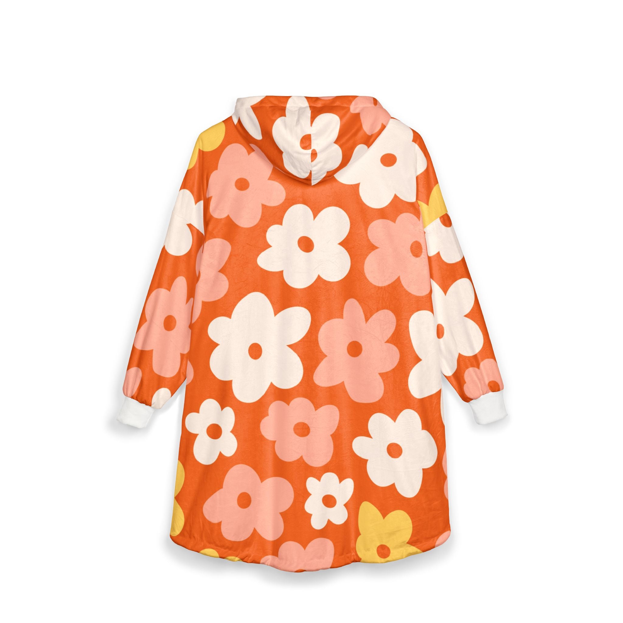 Atomic Kitschy Cat 70s Retro Floral Unisex Hooded Blanket - Cozy and Stylish - Mid Century Modern Gal