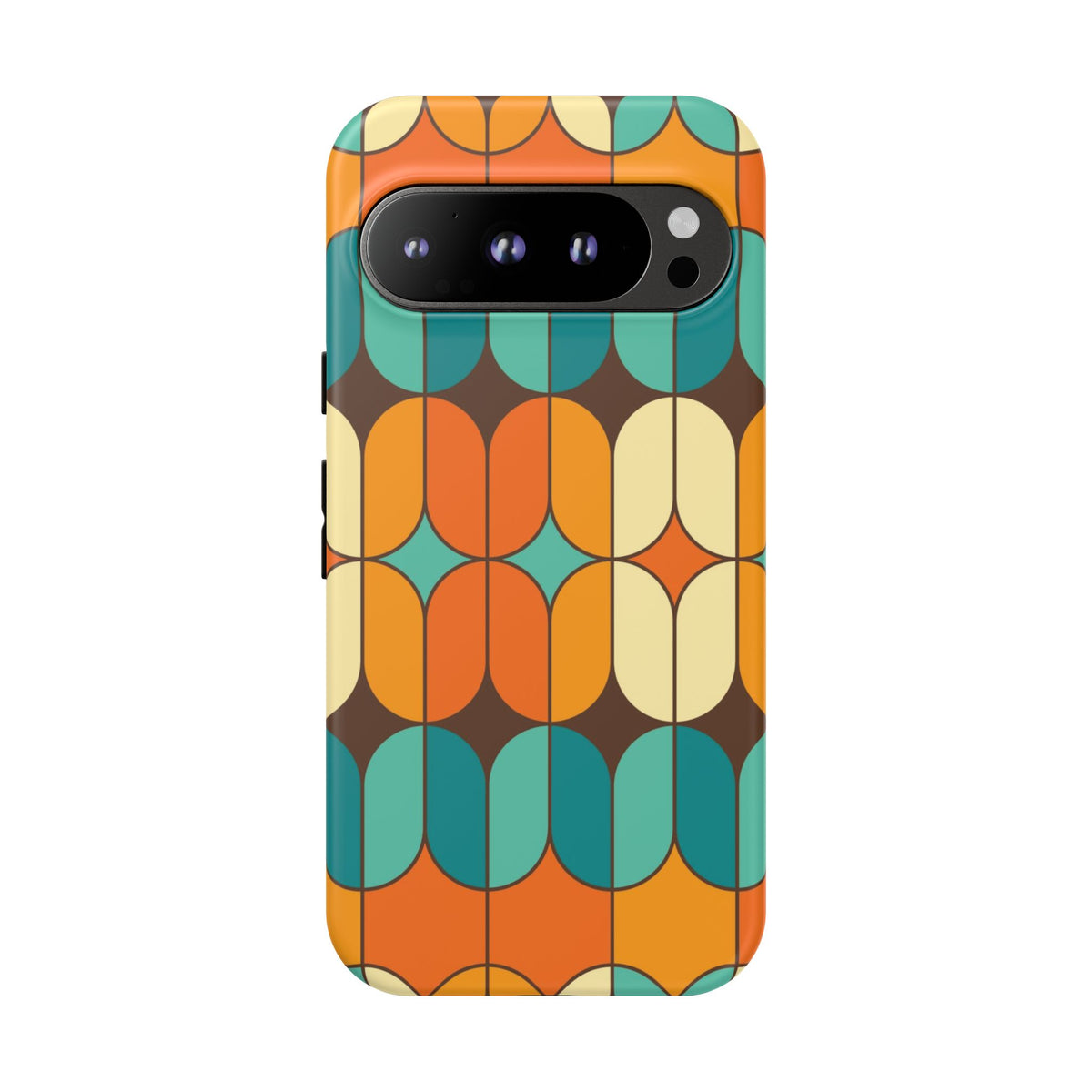 Mid Century Modern Orange, Teal Geometric Mod Designed Tough Phone Case