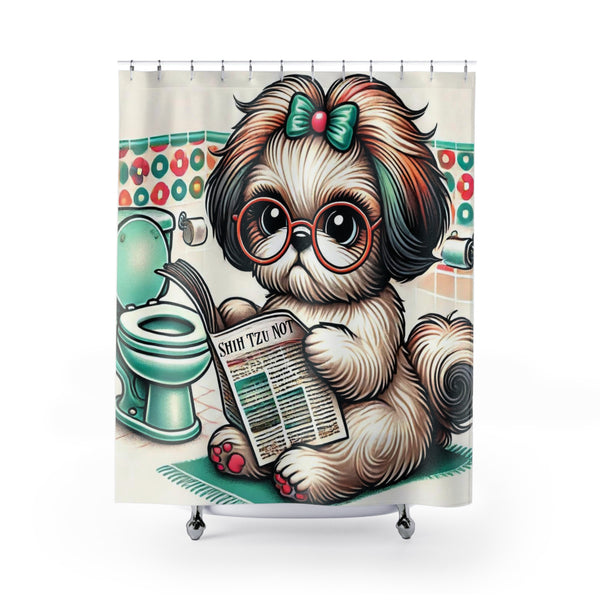 Funny Shih Tzu Retro Mod Shower Curtain, I Shih Tzu Not Bathroom Decor