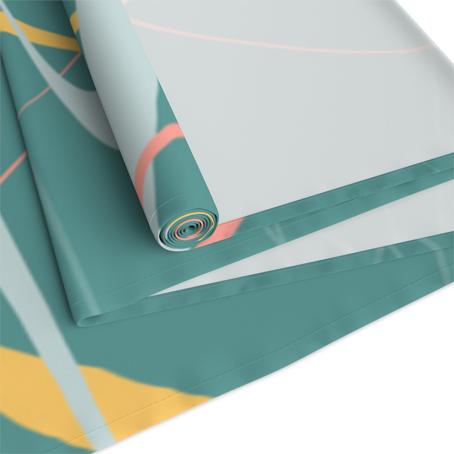 1950s Atomic Table Runner, Teal, Pink, Yellow Boomerang Abstract Retro Kitchen - Mid Century Modern Gal