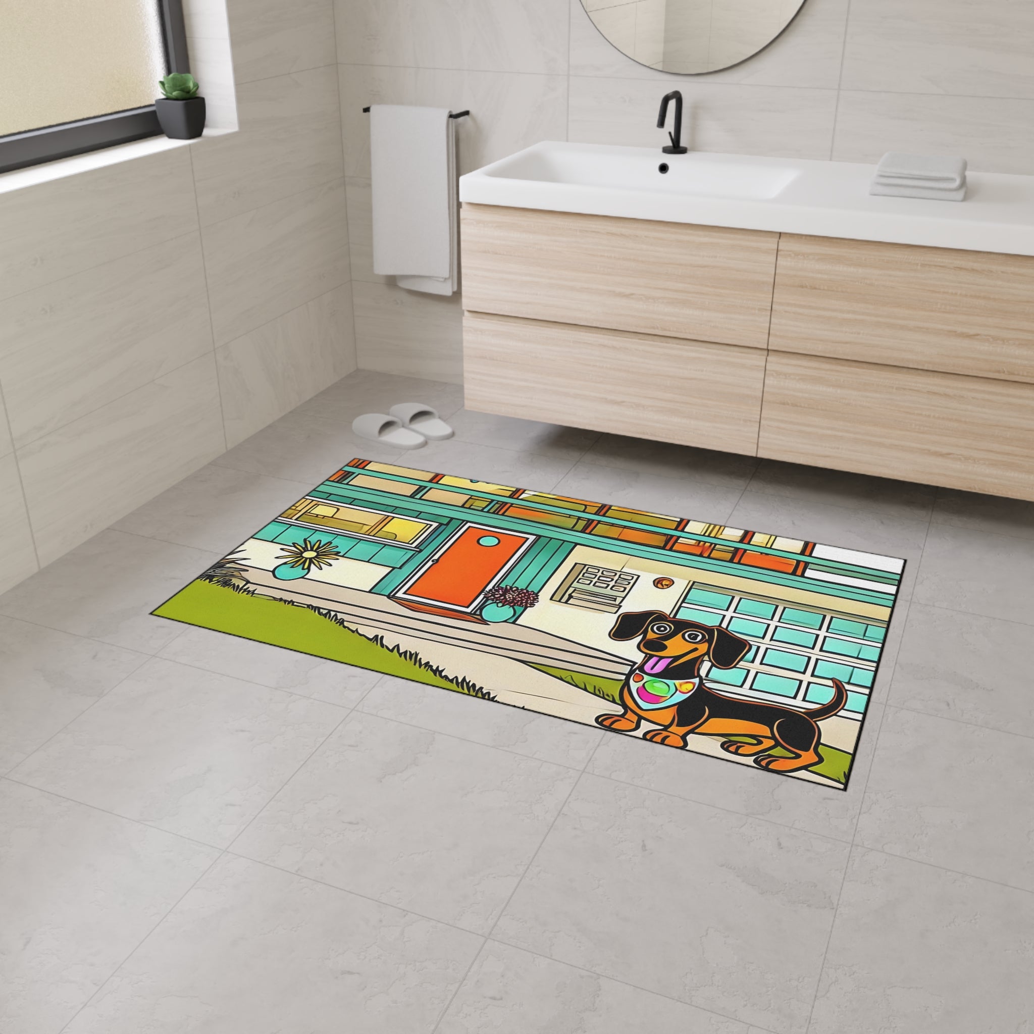Dachshund Art Heavy Duty Floor Mat - Perfect for Dog Lovers - Mid Century Modern Gal