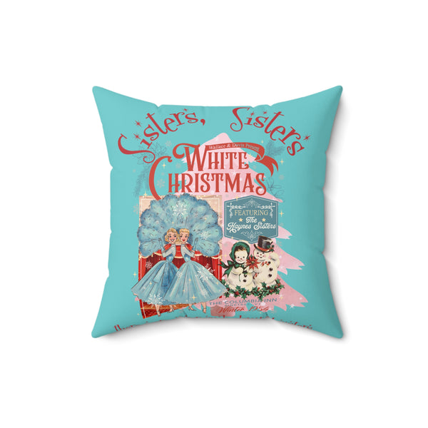 Sisters' Sisters White Christmas Decorative Pillow - Vintage Holiday Home Decor