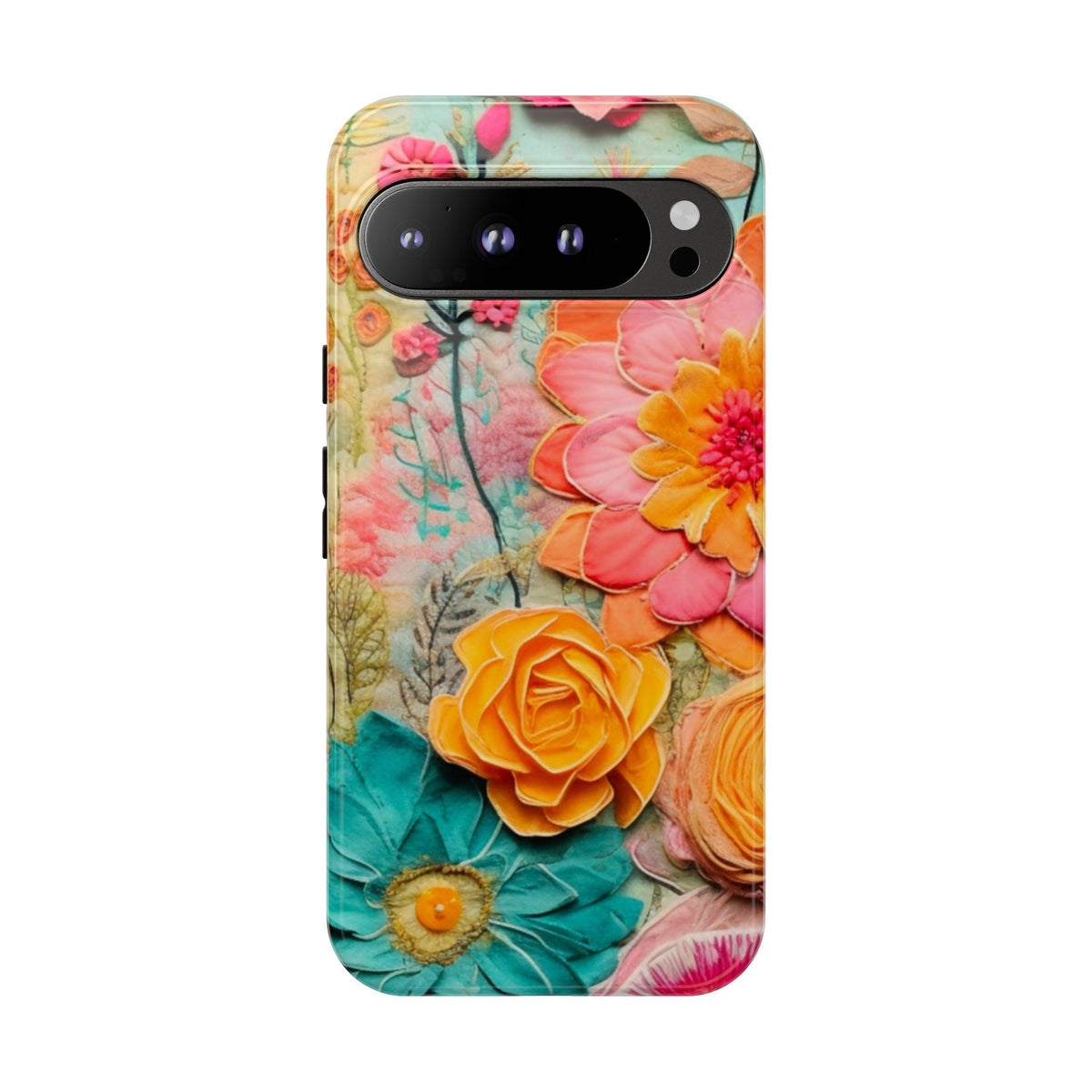 Boho Retro Floral Faux Pressed Flowers Smart Phone Tough Phone Cases