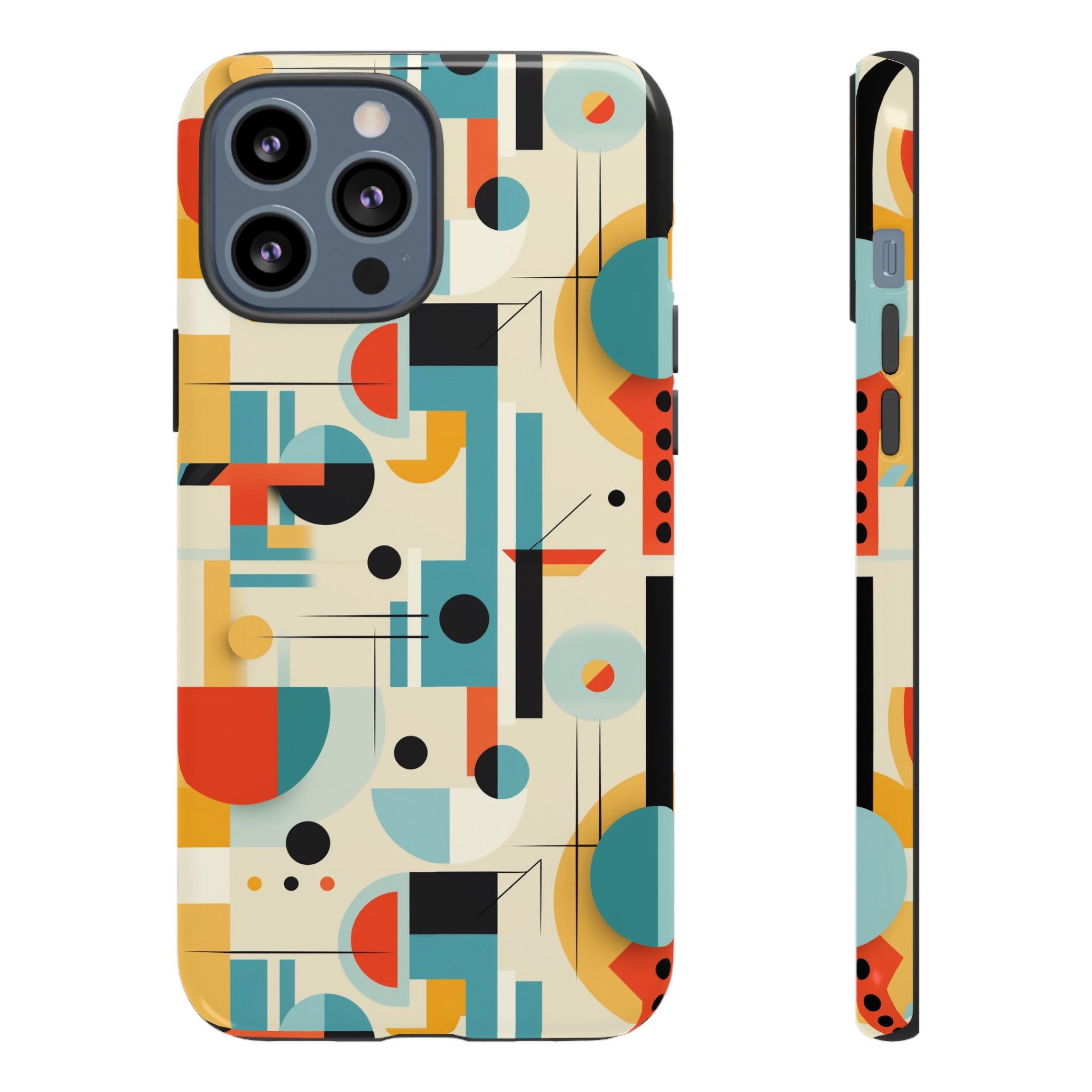 Bauhaus Designed Mid Mod Geometric Groovy Smart Phone, iPhone, Samsung Compatible Tough Cases