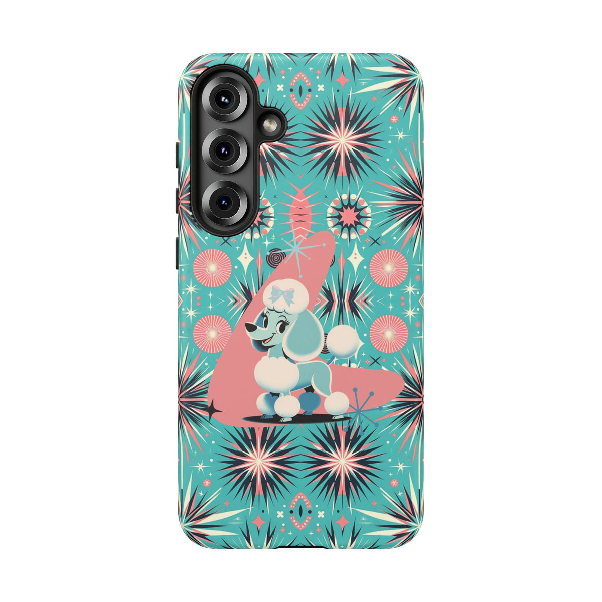 1950s Mid Century Modern Atomic Pink, Poodle Retro Smart Phone Tough Cases