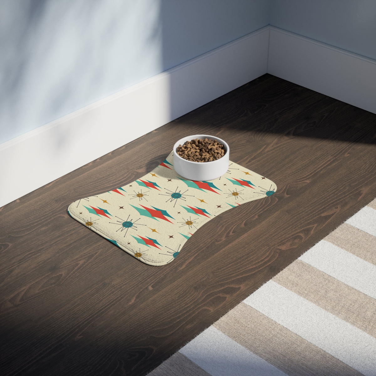 Atomic Franciscan Designed, Mid Century Modern, Cat, Dog Pet Feeding Mats - Mid Century Modern Gal
