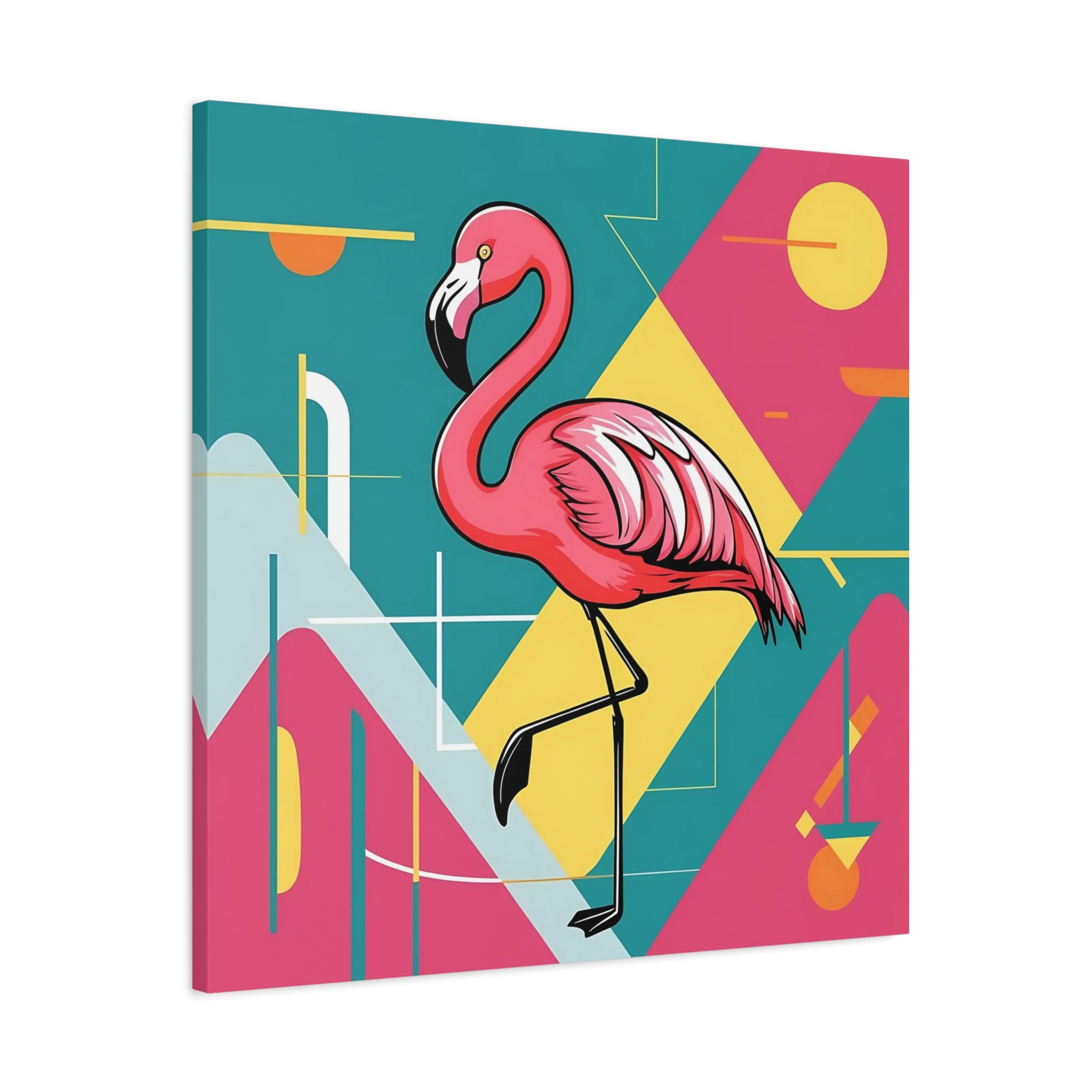 Mid Century Modern Flamingo Art, Kitschy Mod Vibrant Pink Bauhaus Palm Springs Style Wall Art - Mid Century Modern Gal