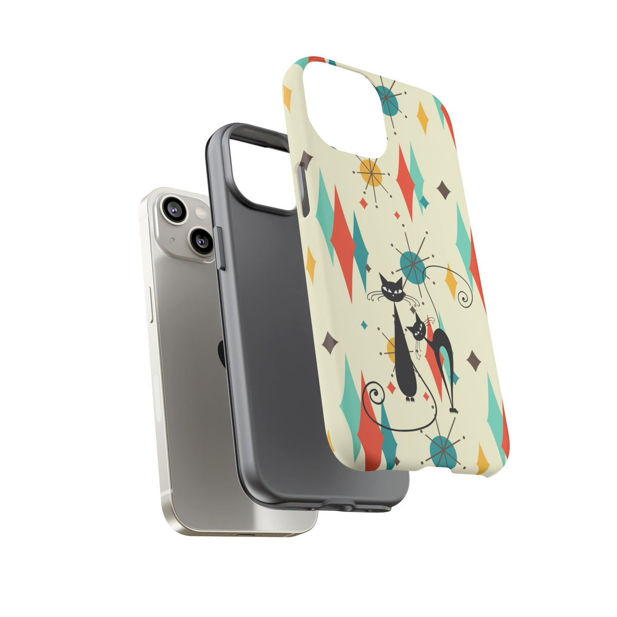Atomic Kitty Cat, Mid Mod Franciscan Pattern, Kitsch Tough Phone Cases