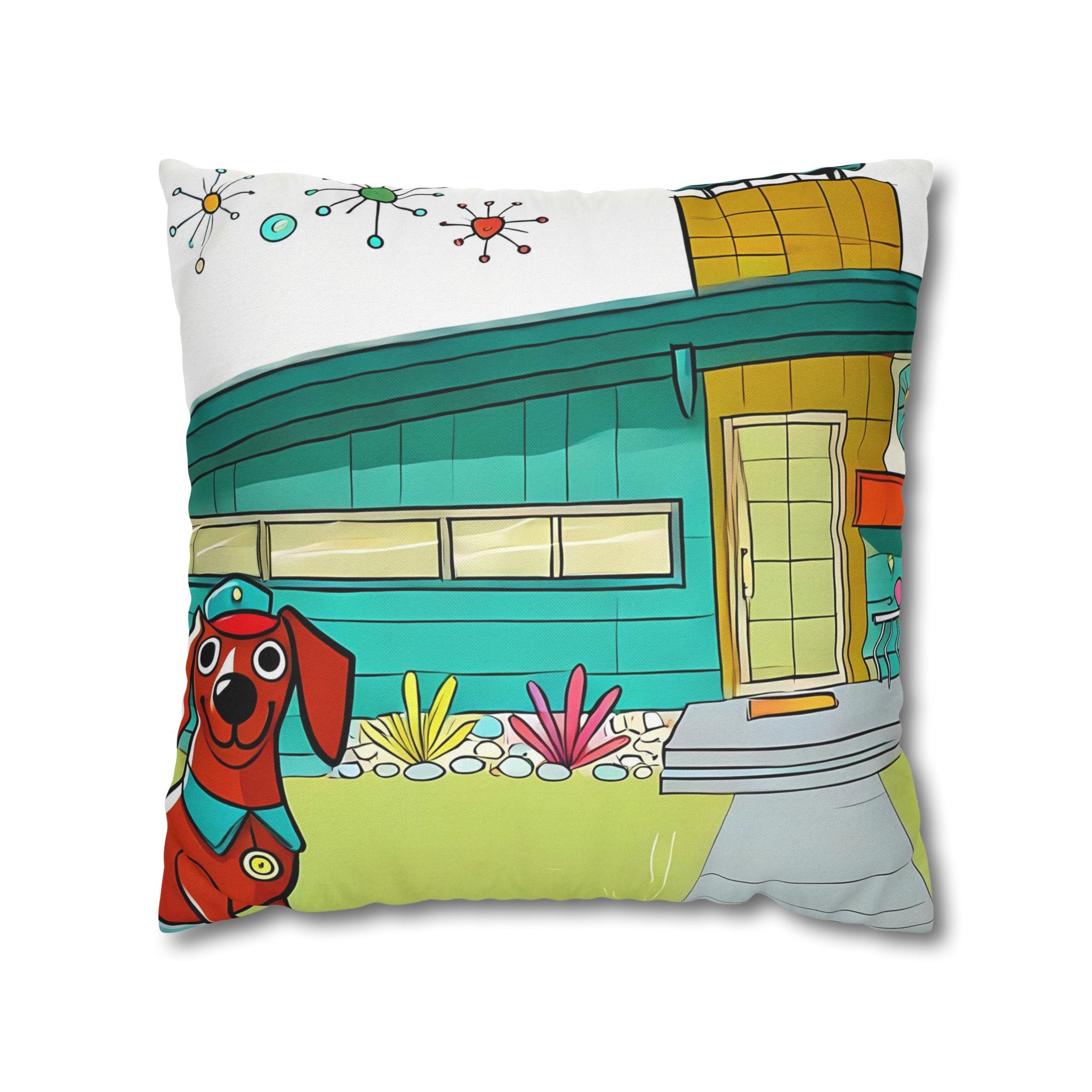 Chief Of Doxie Dwelling, Kitschy Mid Century Modern Pillow COVER Only - Mid Century Modern Gal