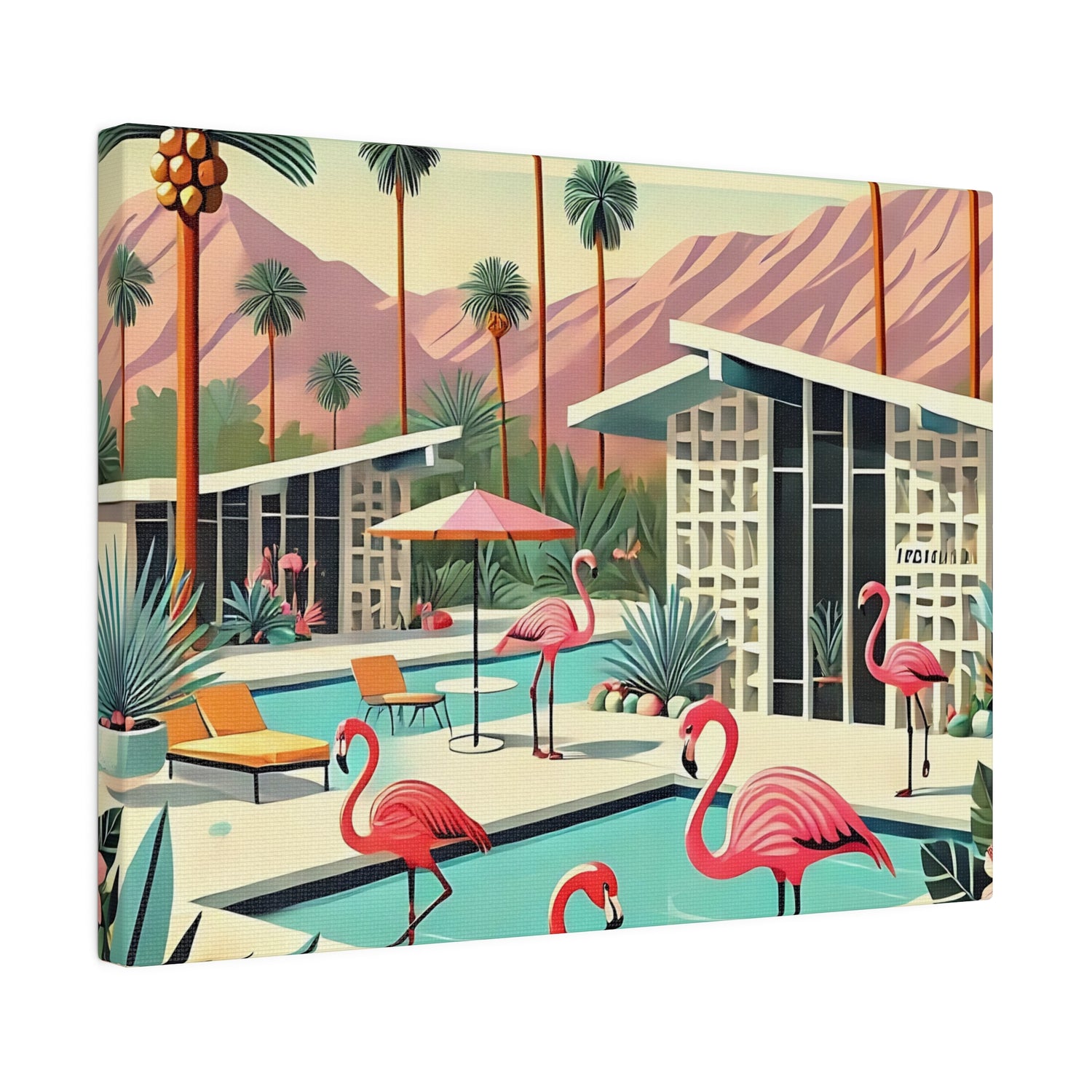 50s Mid Century Modern Wall Art, Palm Springs Flamingo Breeze Block MCM Art - Mid Century Modern Gal