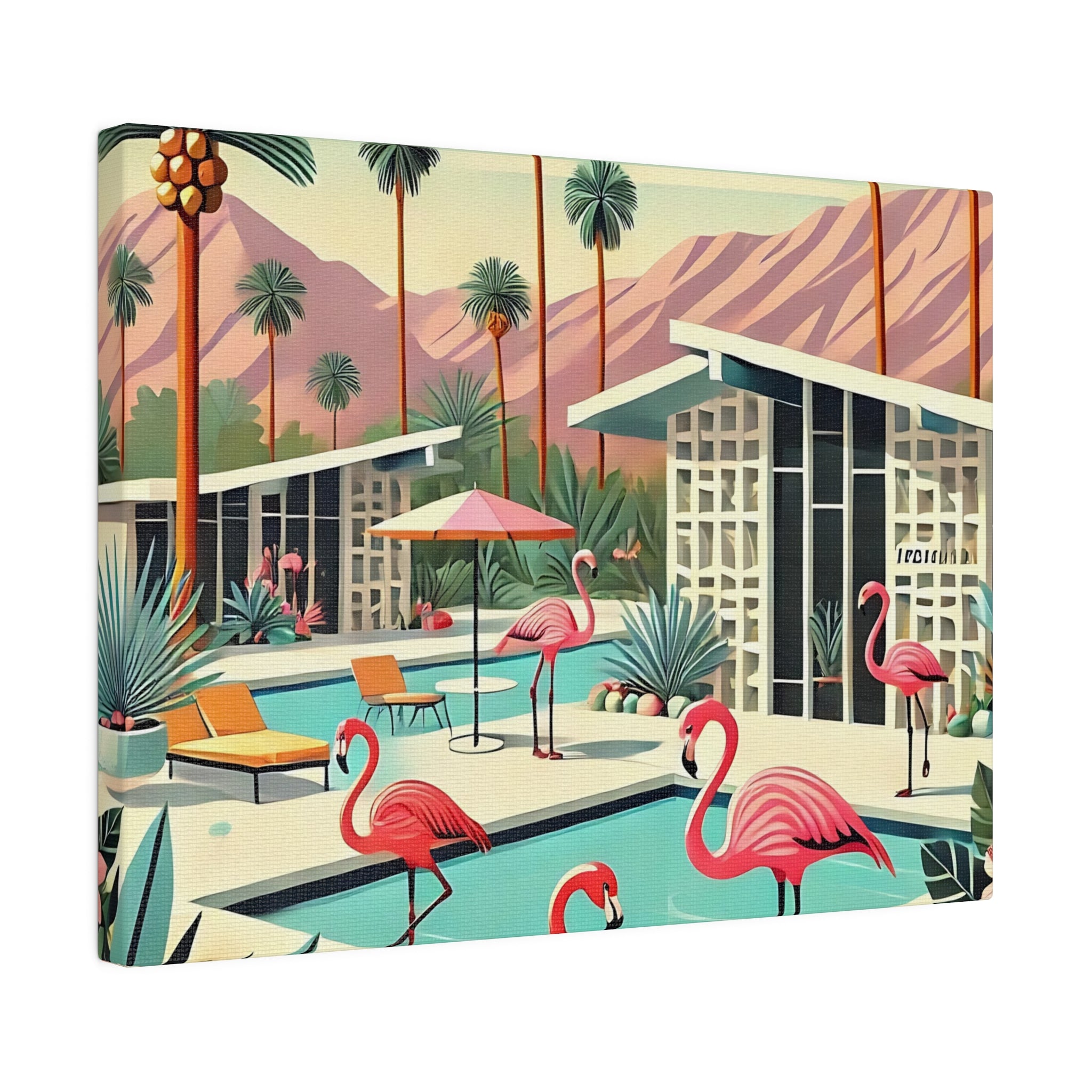 50s Mid Century Modern Wall Art, Palm Springs Flamingo Breeze Block MCM Art - Mid Century Modern Gal