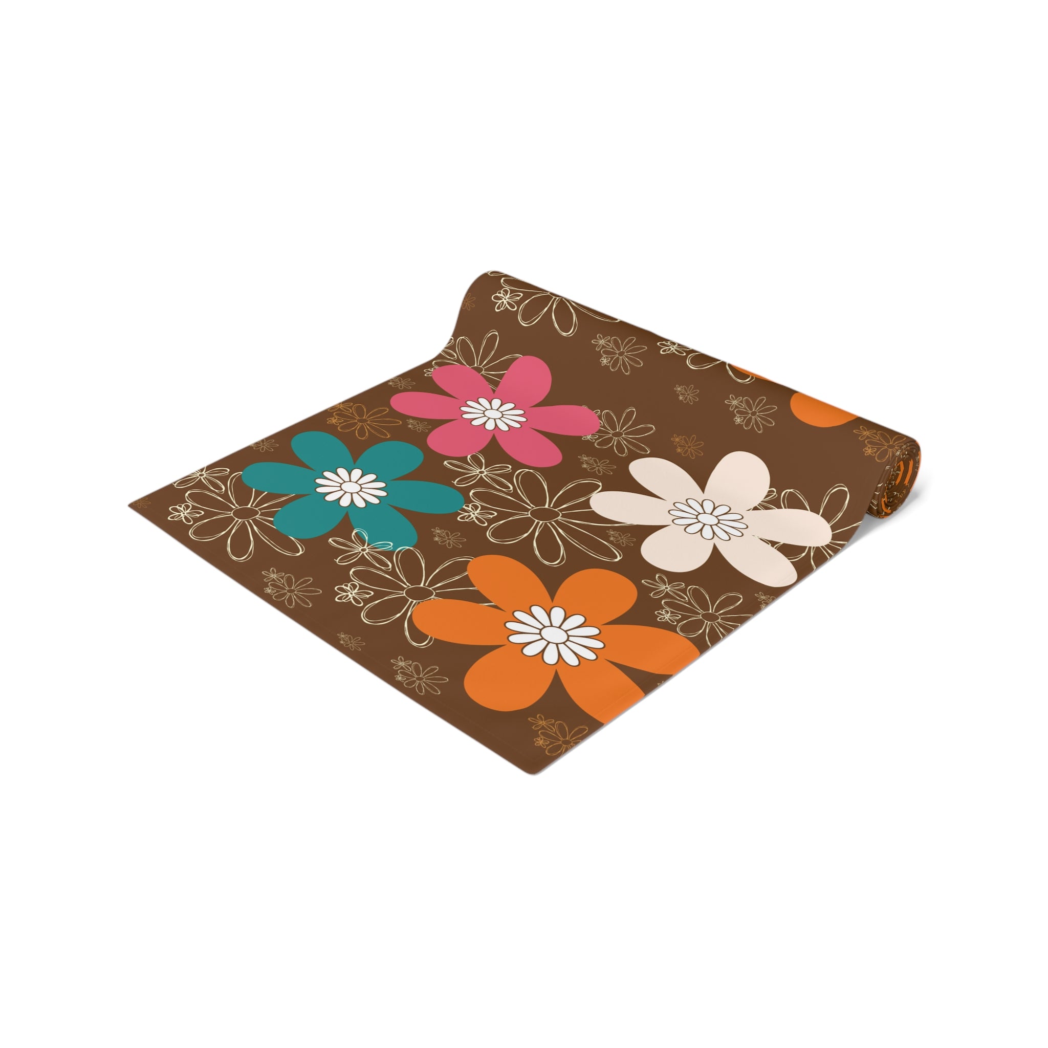 Retro Groovy Flower Power Mid Mod Brown Orange Teal Floral - Mid Century Modern Gal