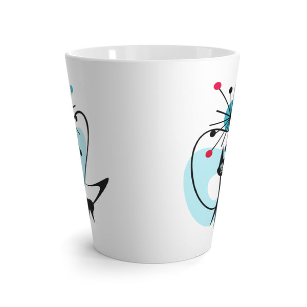 Atomic Cat Latte Mug, Starburst, Atomic Boomerang, Black Cat Lover, Aqua Blue, Kitschy Coffee Tea Mug