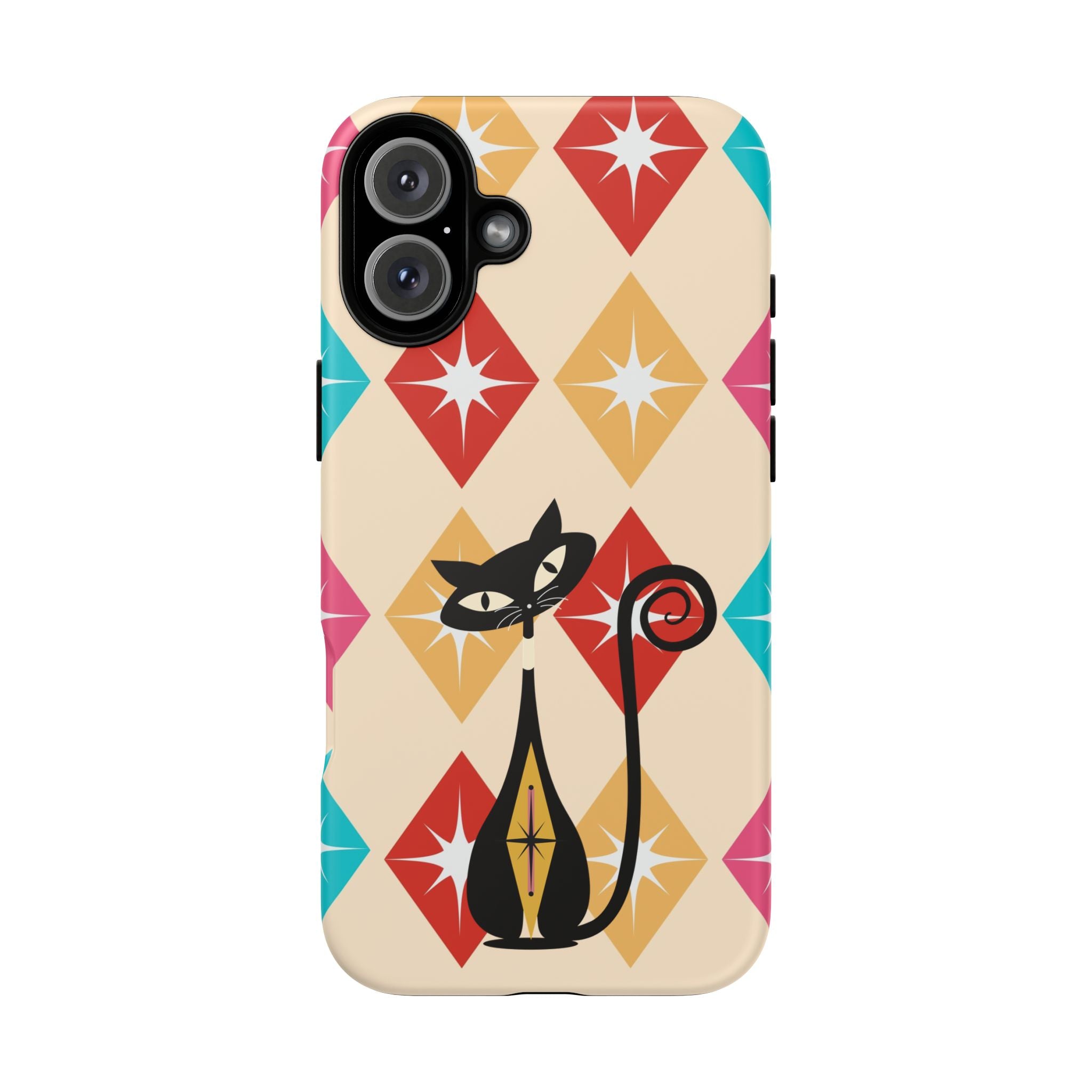 Mid Century Modern Atomic Cat, Atomic 50s Diamonds Retro Phone Tough Cases - Mid Century Modern Gal