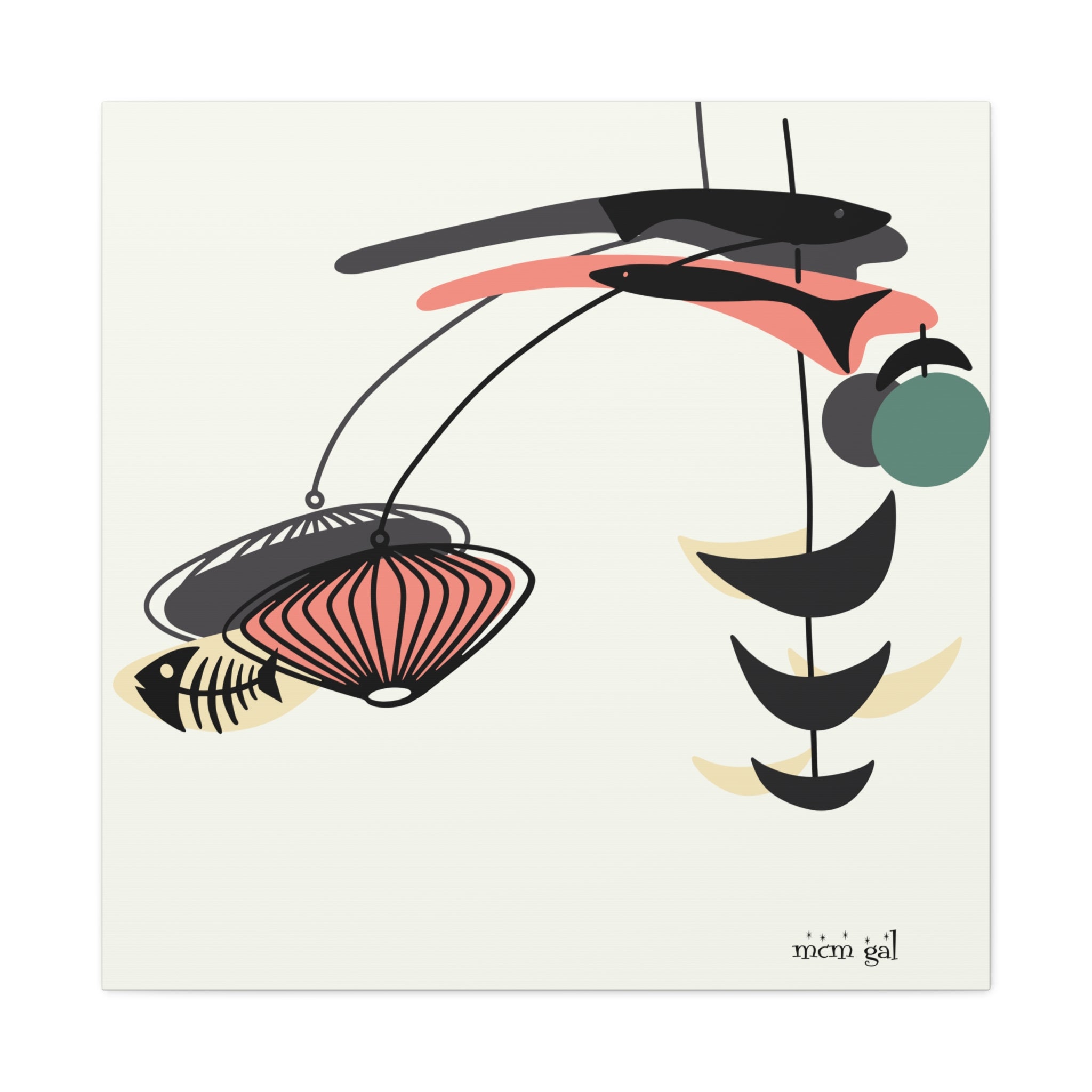Mid Century Modern Fish Art, Modern Abstract Wall Art Canvas - Mid Century Modern Gal