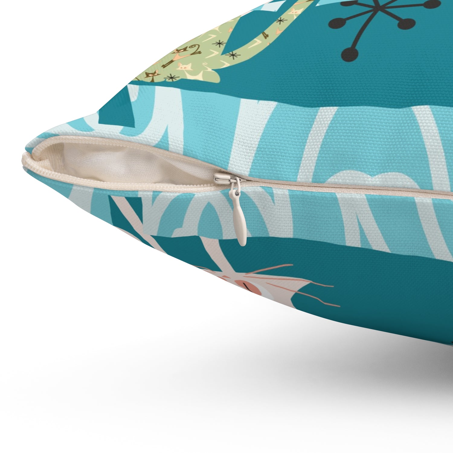Atomic Cat Pillow, Mid Century Modern Quirky Fun Whimsical MCM Pillow And Insert - Mid Century Modern Gal