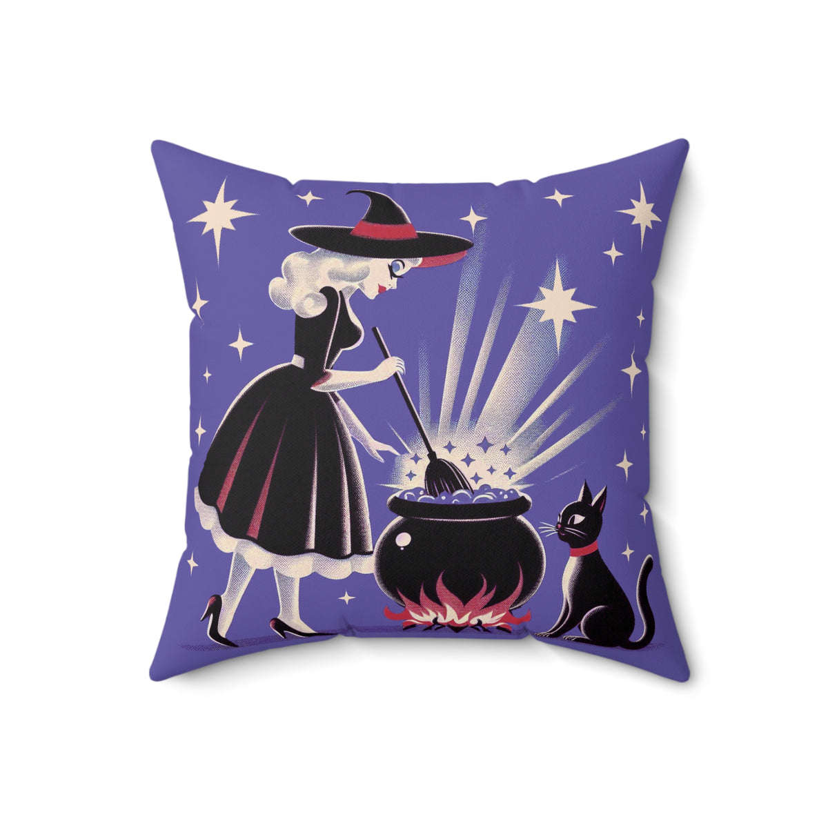 Witch's Brew Mid Century Modern Halloween Gothic Purple Pillow Cover and Insert - Mid Century Modern Gal