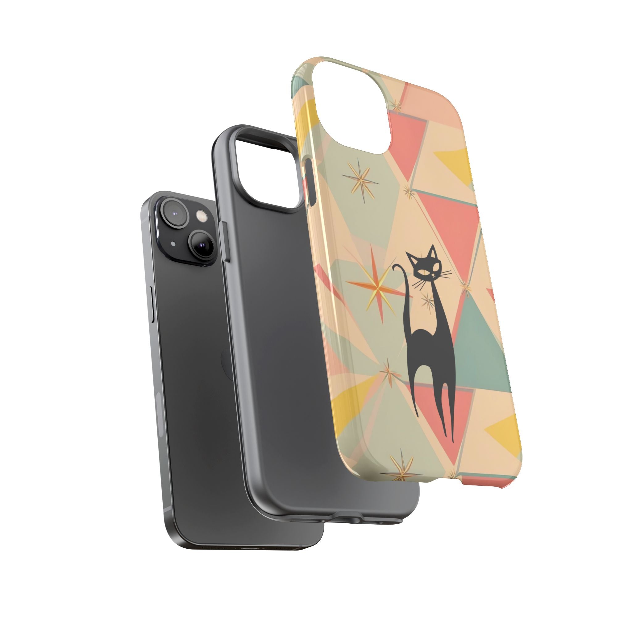 Atomic Cat Mid Mod Retro Cat Phone Case | Tough Cases with Vintage Vibe | Ideal for Cat Lovers