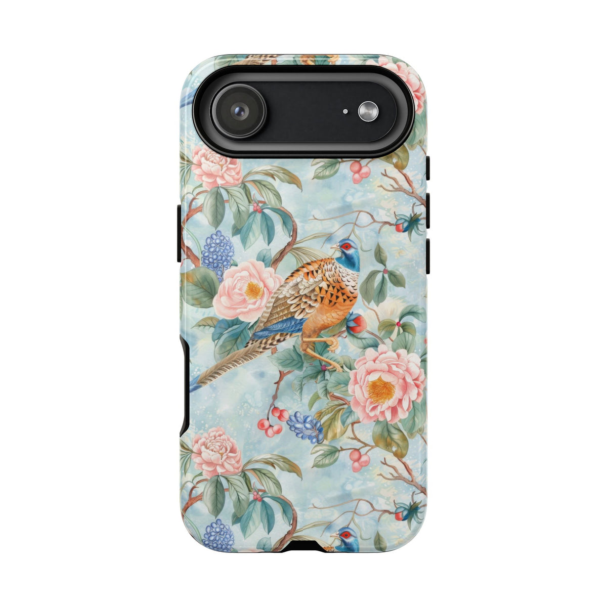 Chinoiserie Designed Floral Pheasant Phone Case with Bird Design