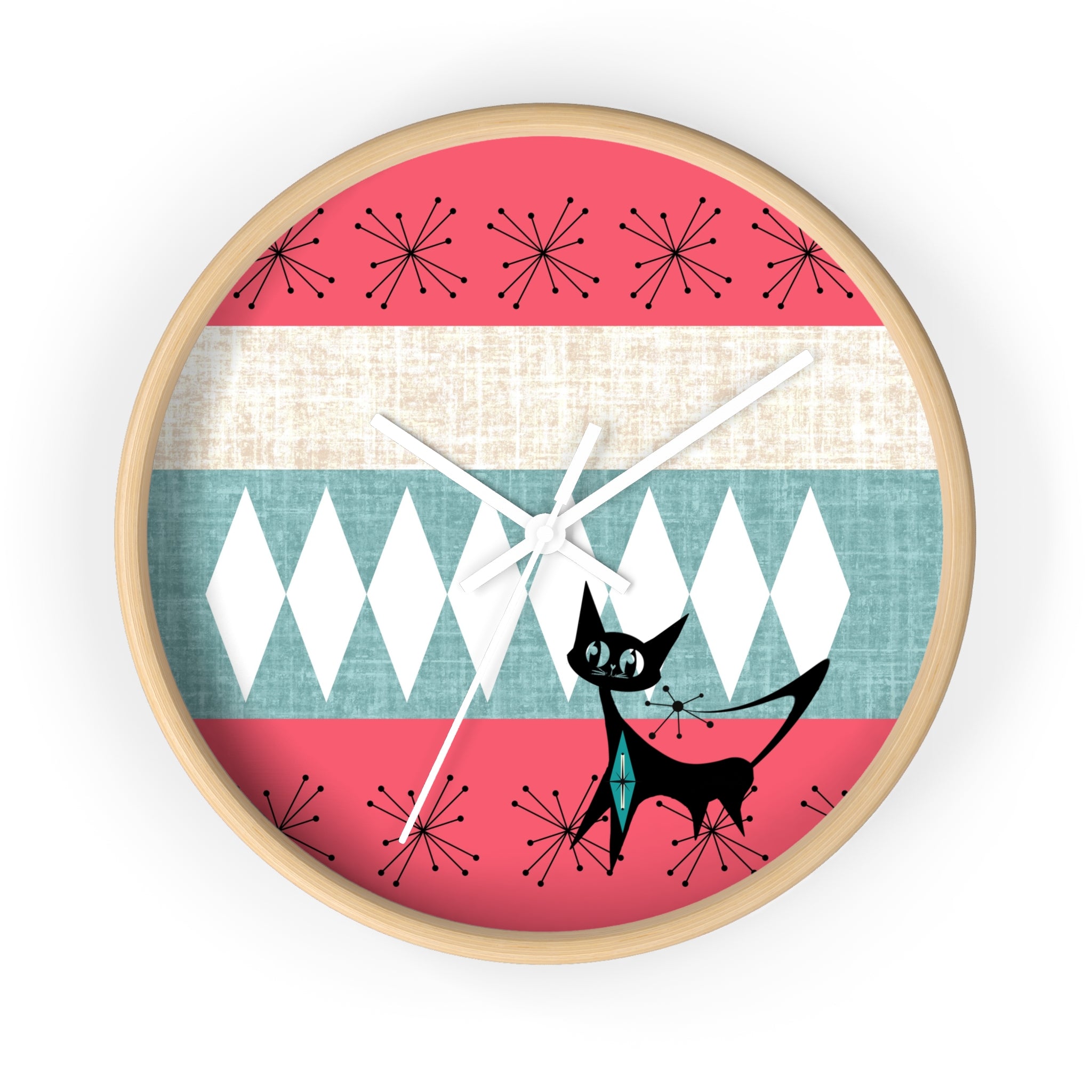 Atomic Cat, Mid Century Modern Retro Cat Wall Clock - Mid-Century Modern Timepiece - Mid Century Modern Gal
