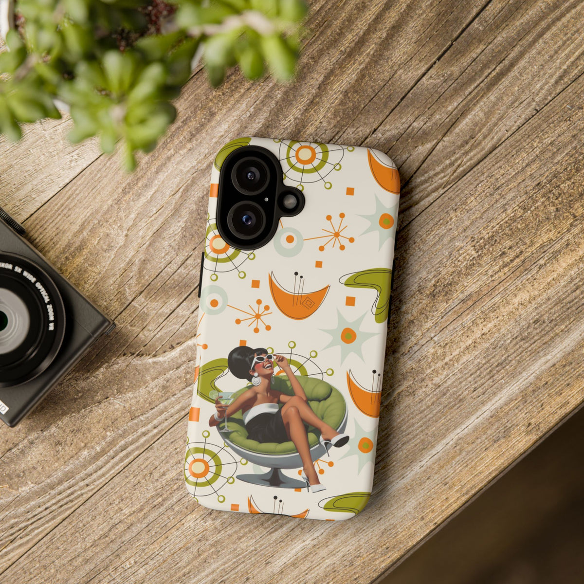 Mid Century Modern Atomic Starburst Mid Mod 60s Gal Retro Chic Tough Phone Case with Vintage Glamour Design