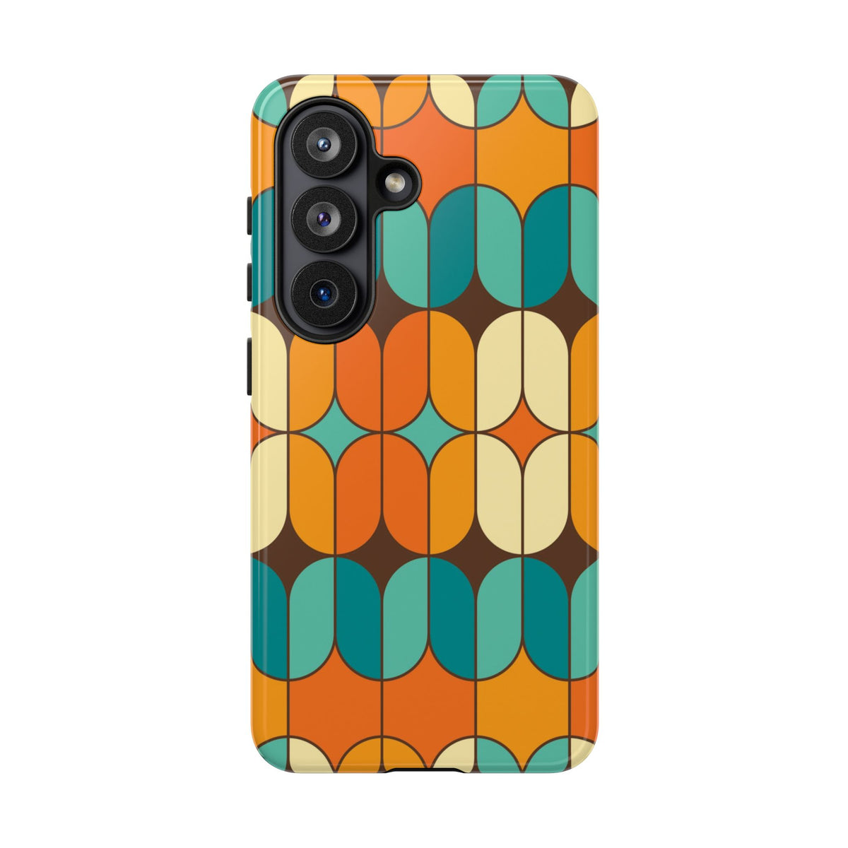 Mid Century Modern Orange, Teal Geometric Mod Designed Tough Phone Case