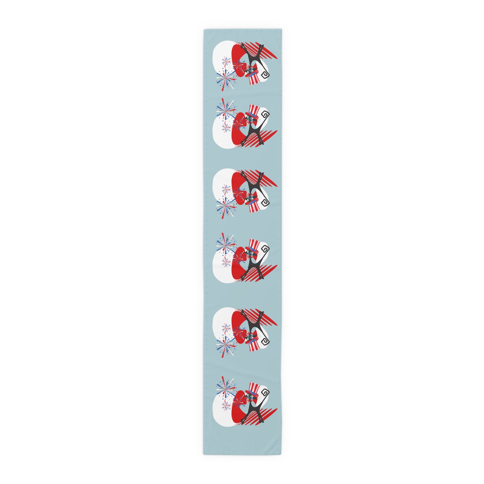 4th Of July Party Table Accessories With Atomic Cats, Mid Mod Style Patriotic Table Runner - Mid Century Modern Gal