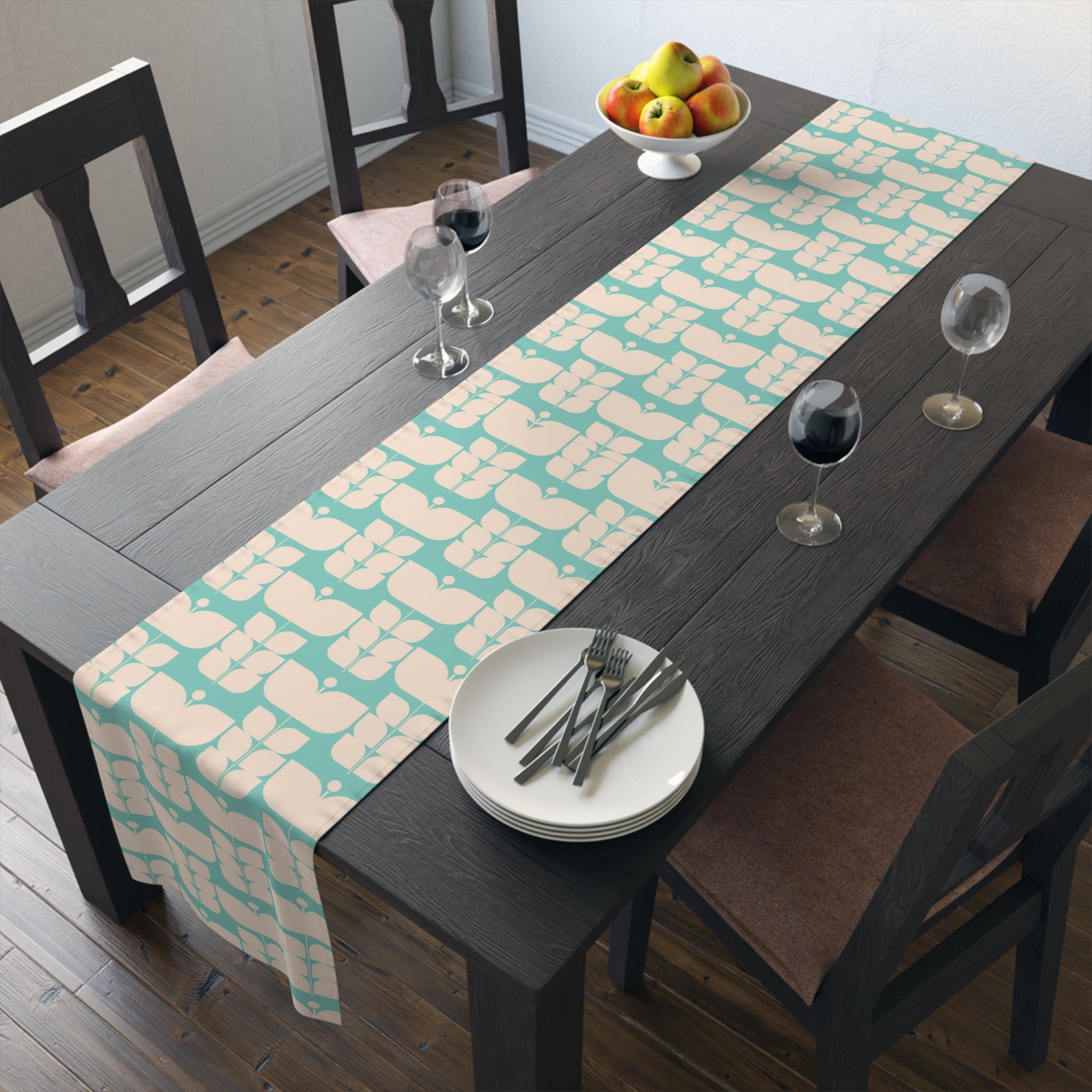 Mid Century Modern Scandi Designed Moder Danish Retro Flower Table Runner - Mid Century Modern Gal
