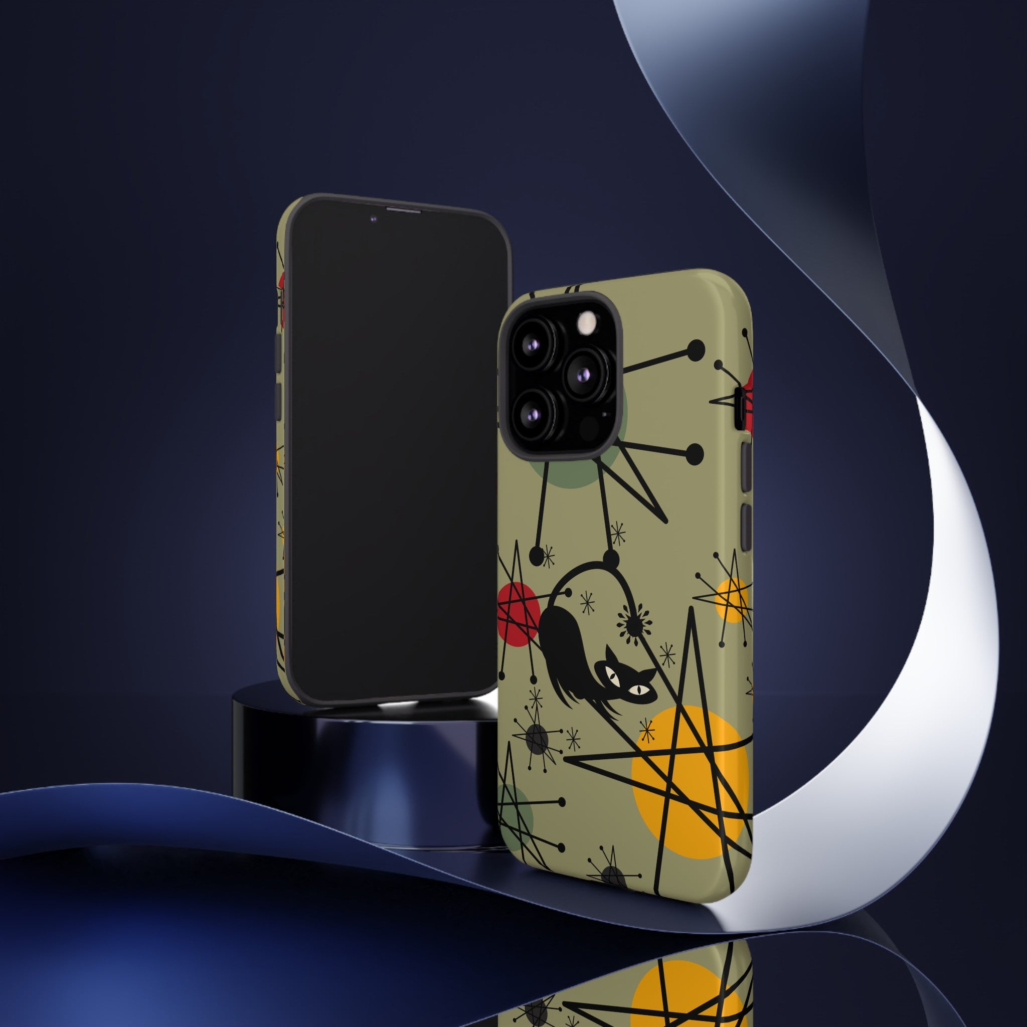 Mid Century Modern Atomic Cat, Retro Chic Groovy Mod Samsung, Smart Phone Tough Cases - Mid Century Modern Gal