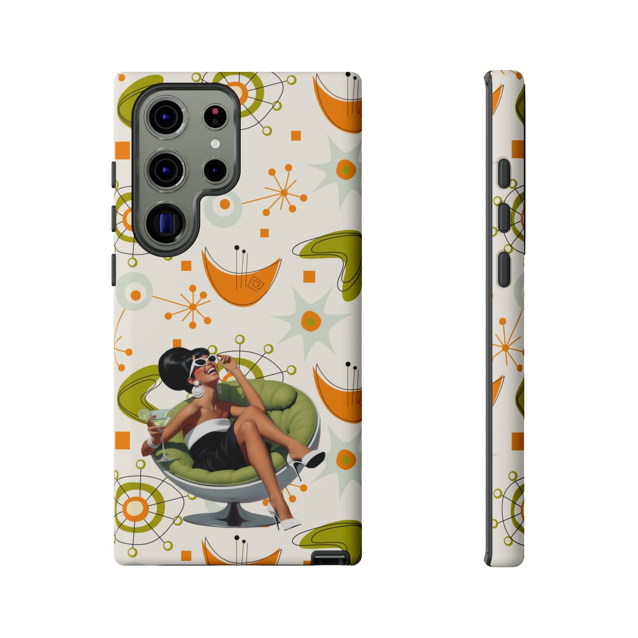 Mid Century Modern Atomic Starburst Mid Mod 60s Gal Retro Chic Tough Phone Case with Vintage Glamour Design - Mid Century Modern Gal