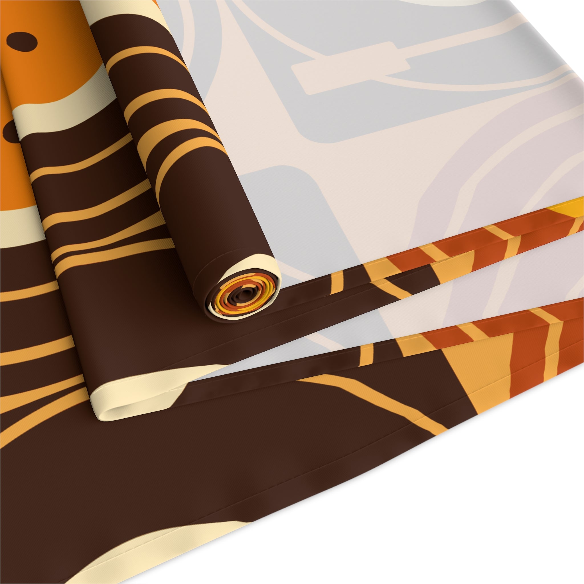 Groovy Retro Record Players, Brown Orange Yellow, Table Runner - Mid Century Modern Gal
