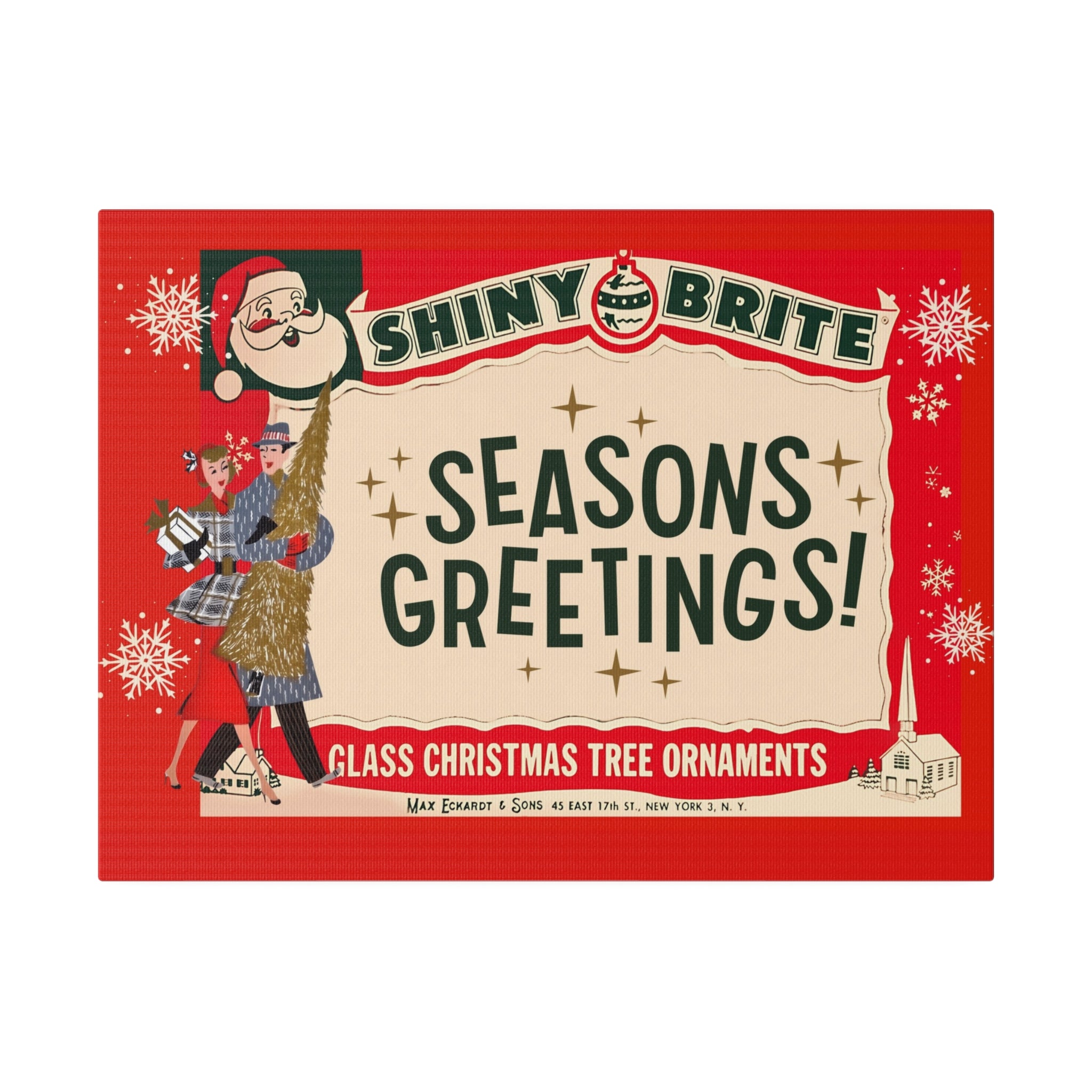 Shiny Brite Vintage Ad, Mid Century Modern Kitschy Christmas Deocr Matte Canvas - Mid Century Modern Gal
