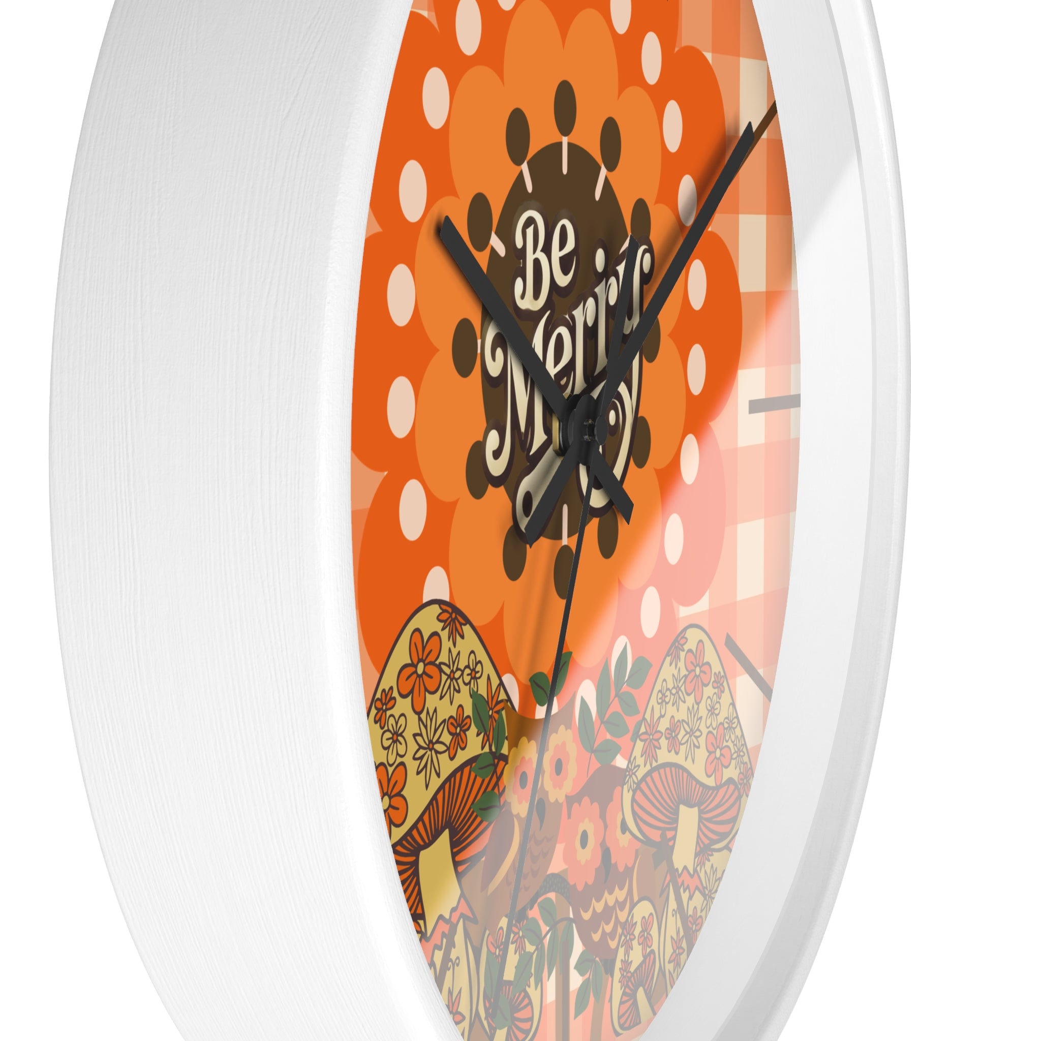 Sears Merry Mushroom, 70s Vintage Retro Wall Clock - Be Merry Home Decor, Round Mushroom Design, Bohemian Style Clock - Mid Century Modern Gal