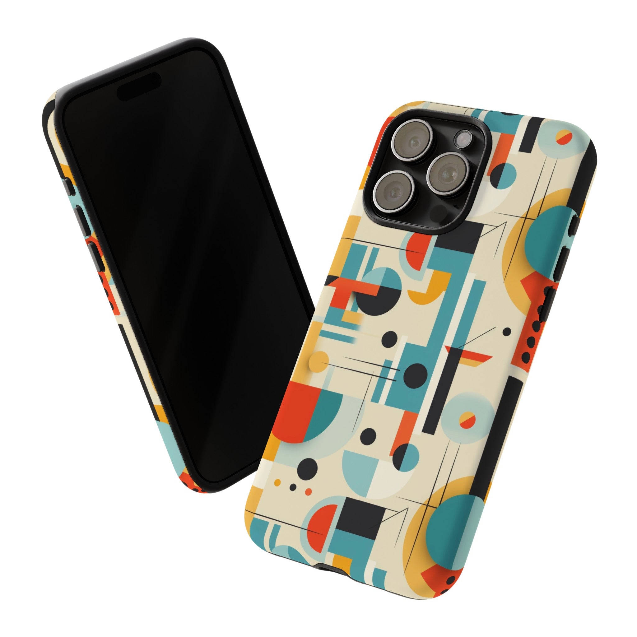 Bauhaus Designed Mid Mod Geometric Groovy Smart Phone, iPhone, Samsung Compatible Tough Cases