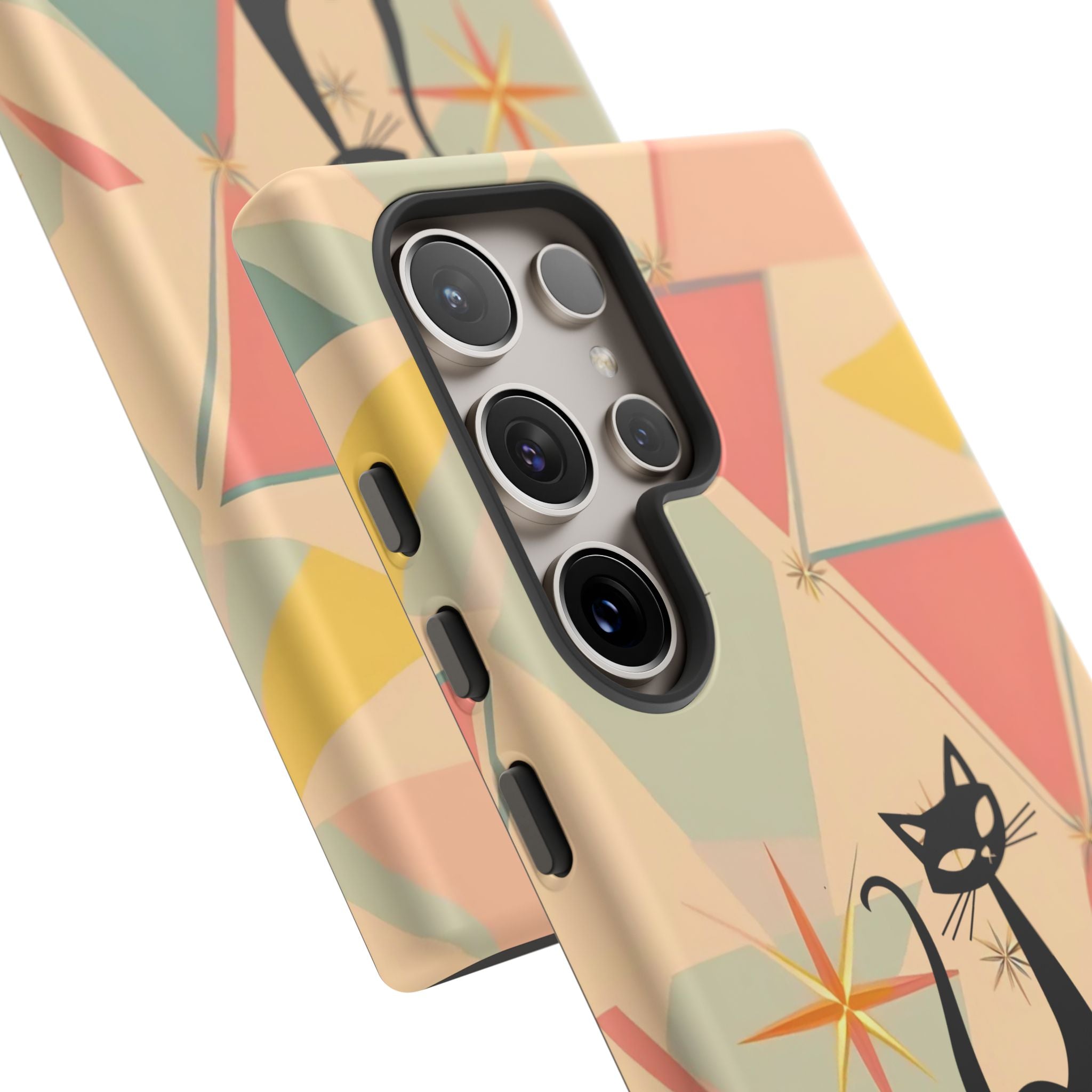 Atomic Cat Mid Mod Retro Cat Phone Case | Tough Cases with Vintage Vibe | Ideal for Cat Lovers