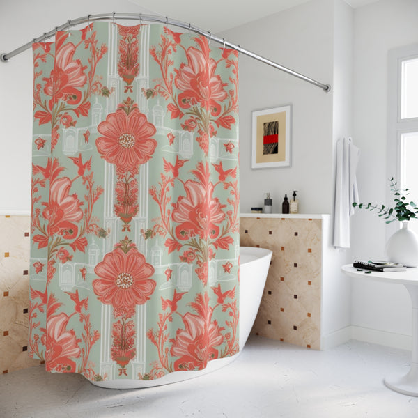Chinoiserie Floral Elegance Shower Curtain - Vintage Inspired Design for a Chic Bathroom