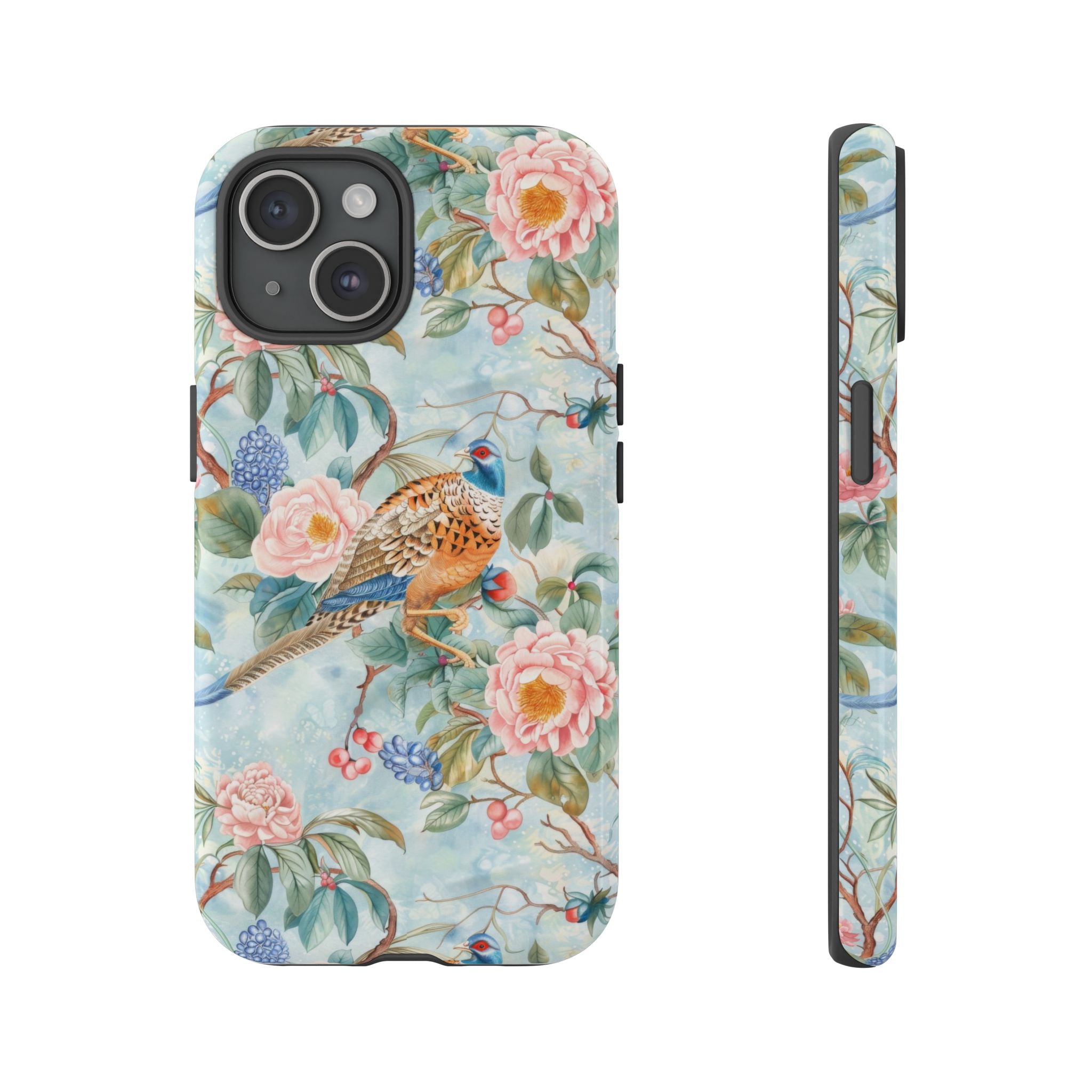 Chinoiserie Designed Floral Pheasant Phone Case with Bird Design - Mid Century Modern Gal