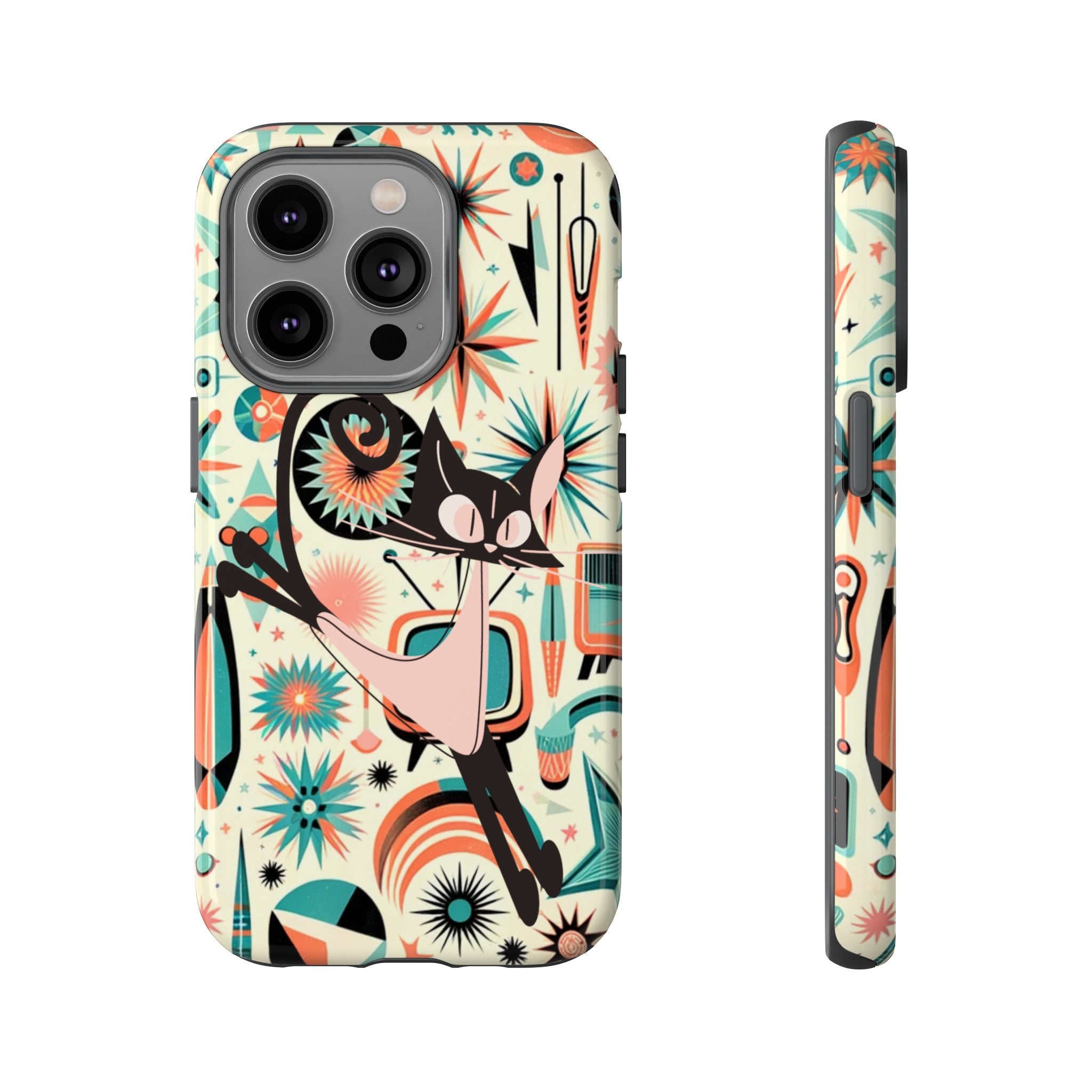 Atomic Kitty Boomerang Space Kitty Mid Century Modern Samsung, Smart Phone, Tough Cases - Mid Century Modern Gal