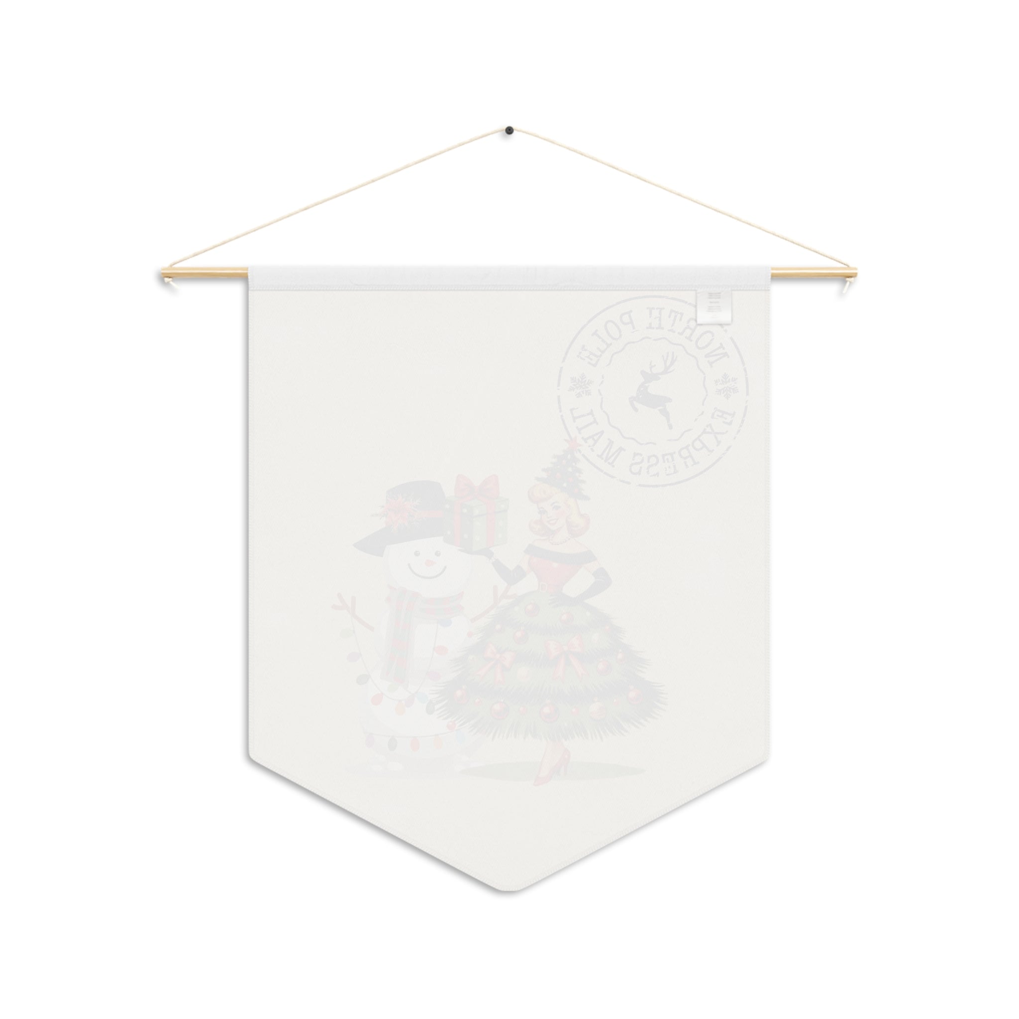 Whimsical North Pole Express Mail Pennant for Holiday Cheer - Mid Century Modern Gal