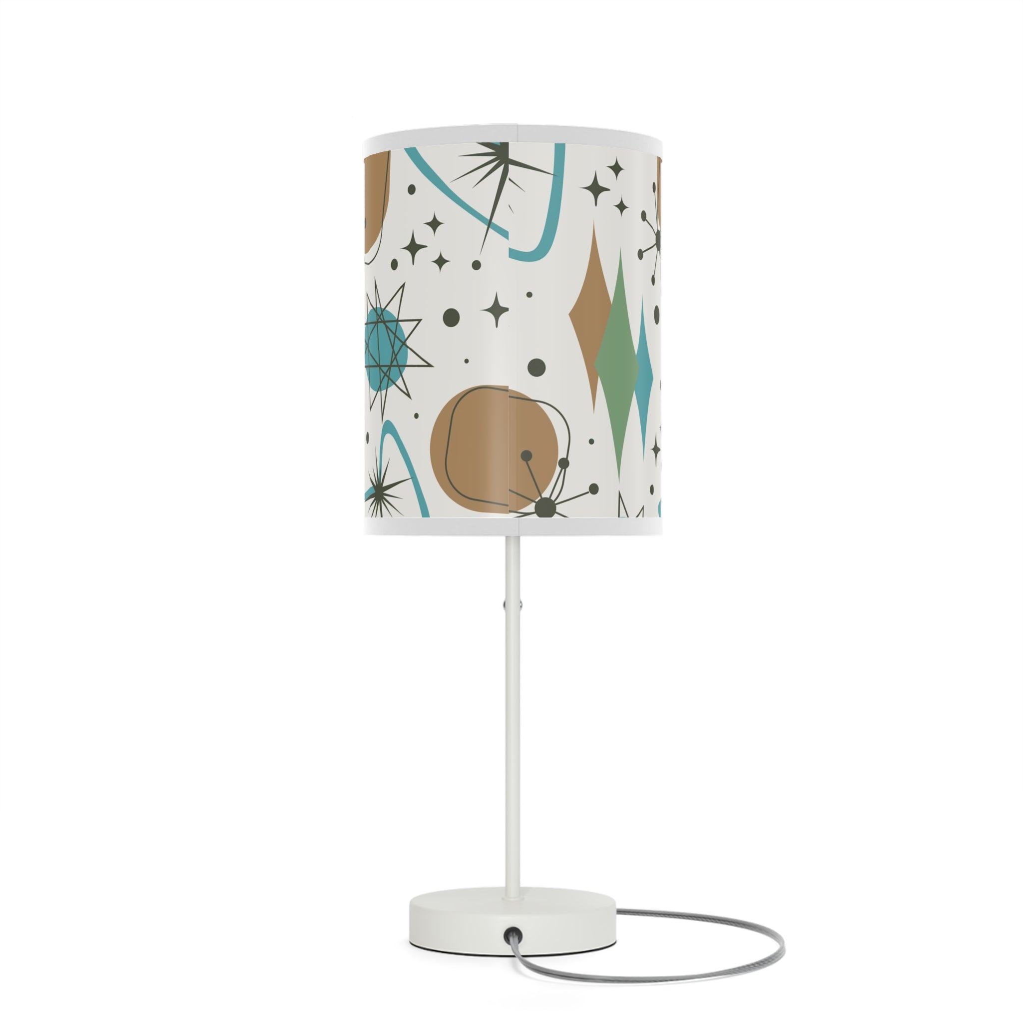 Mid Century Modern Table Lamp, Atomic Kitschy Cats, Starbursts Boomerang Themed Table Lamp - Mid Century Modern Gal