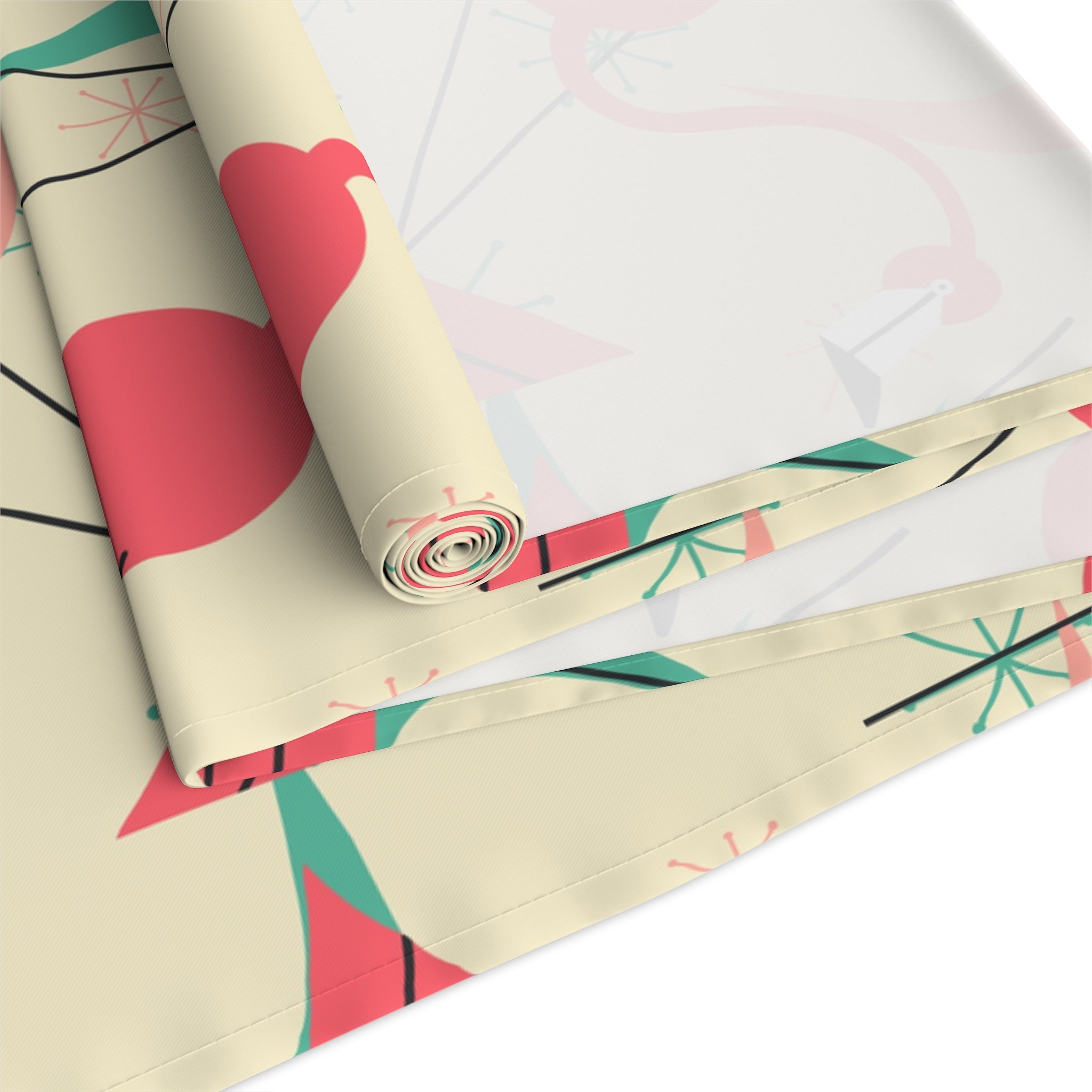 Retro Kitschy Tropical Flamingo Summer Vibes, Palm Spring California Table Runner for Summer Parties & Home Decor - Mid Century Modern Gal
