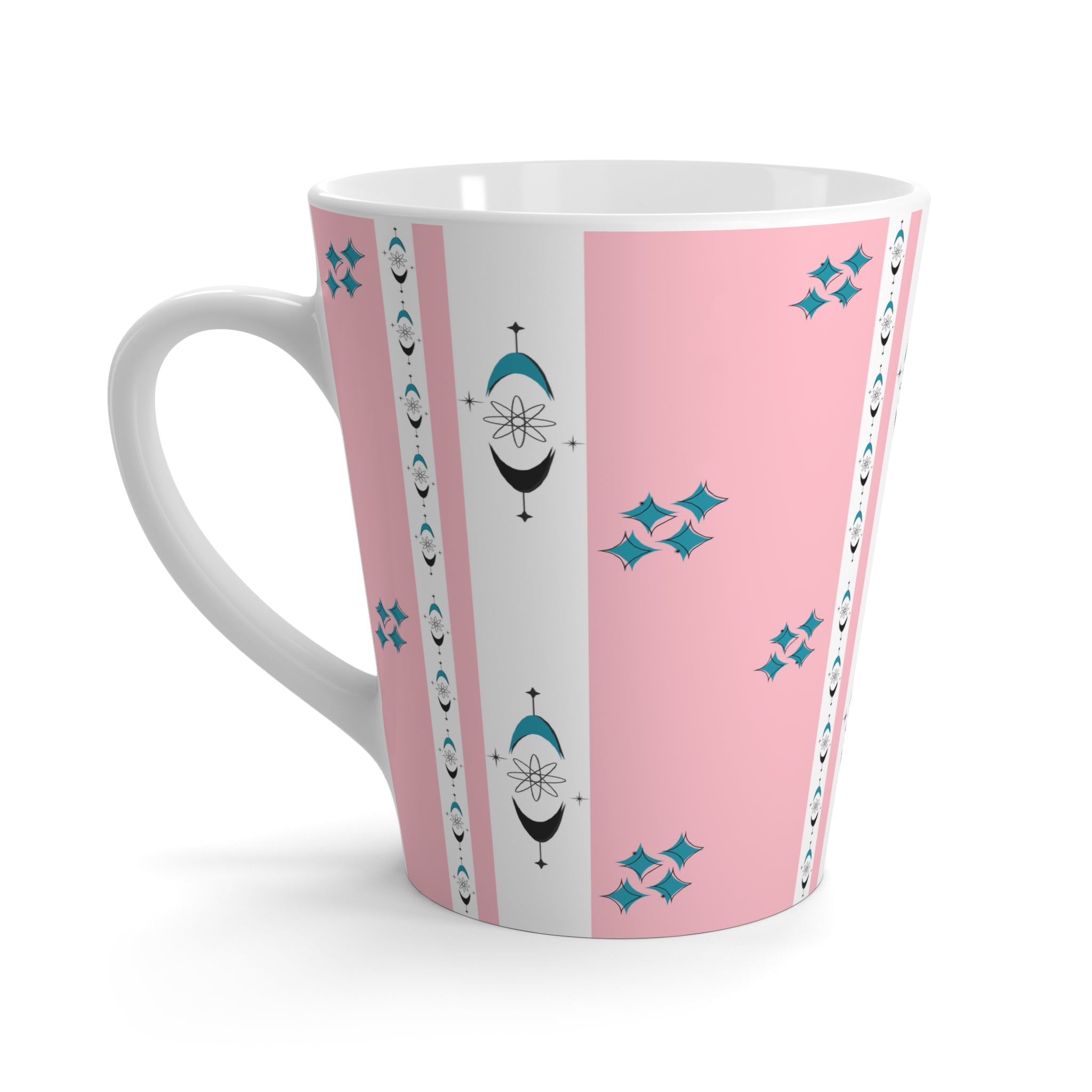 Mid Mod Atomic 50s Chic Pink Latte Mug - Stylish Design for Coffee Lovers - Mid Century Modern Gal