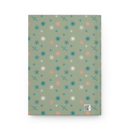 Atomic Cat Mid Century Modern Office Notebook, Starburst Kitschy Hardcover Journal