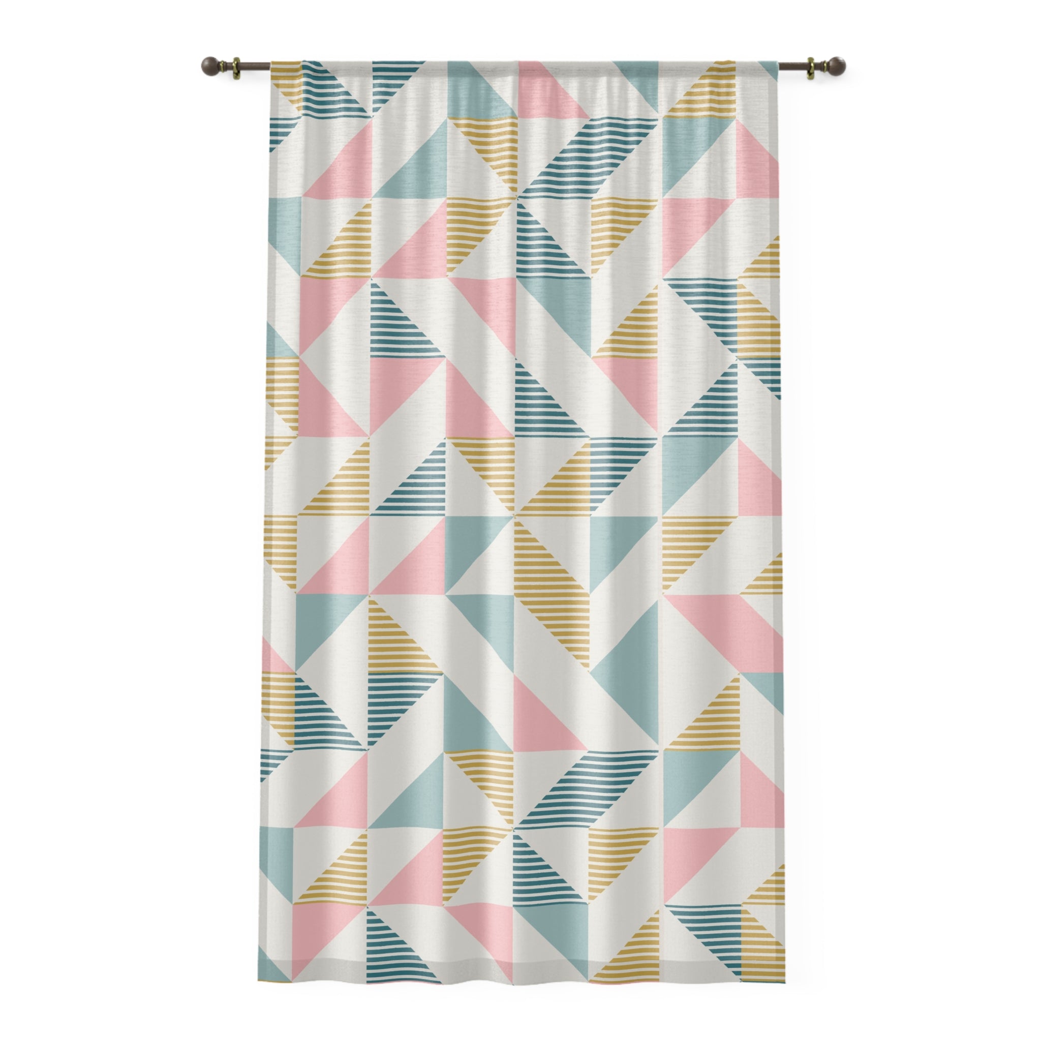 Mid Century Modern Sheer Curtain,Geometric Pattern Window Curtain - Modern Home Decor with Soft Colors - Mid Century Modern Gal