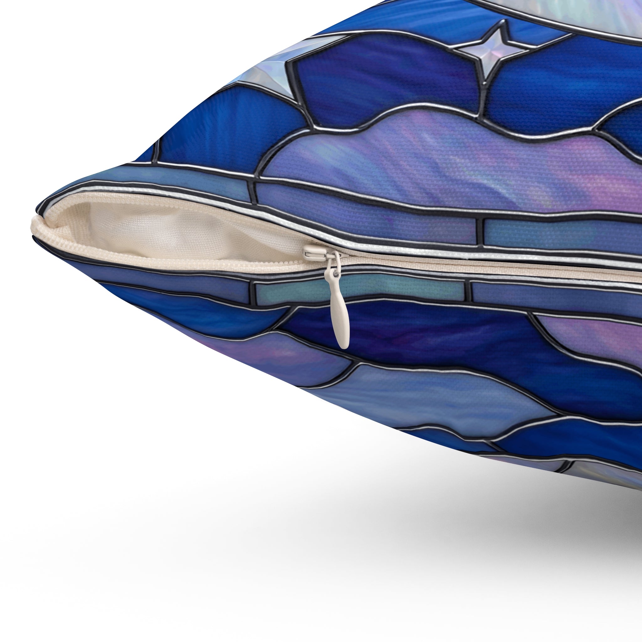Halloween Stained Glass Style Night Sky Moon Stars Clouds Pillow Cover and Insert - Mid Century Modern Gal