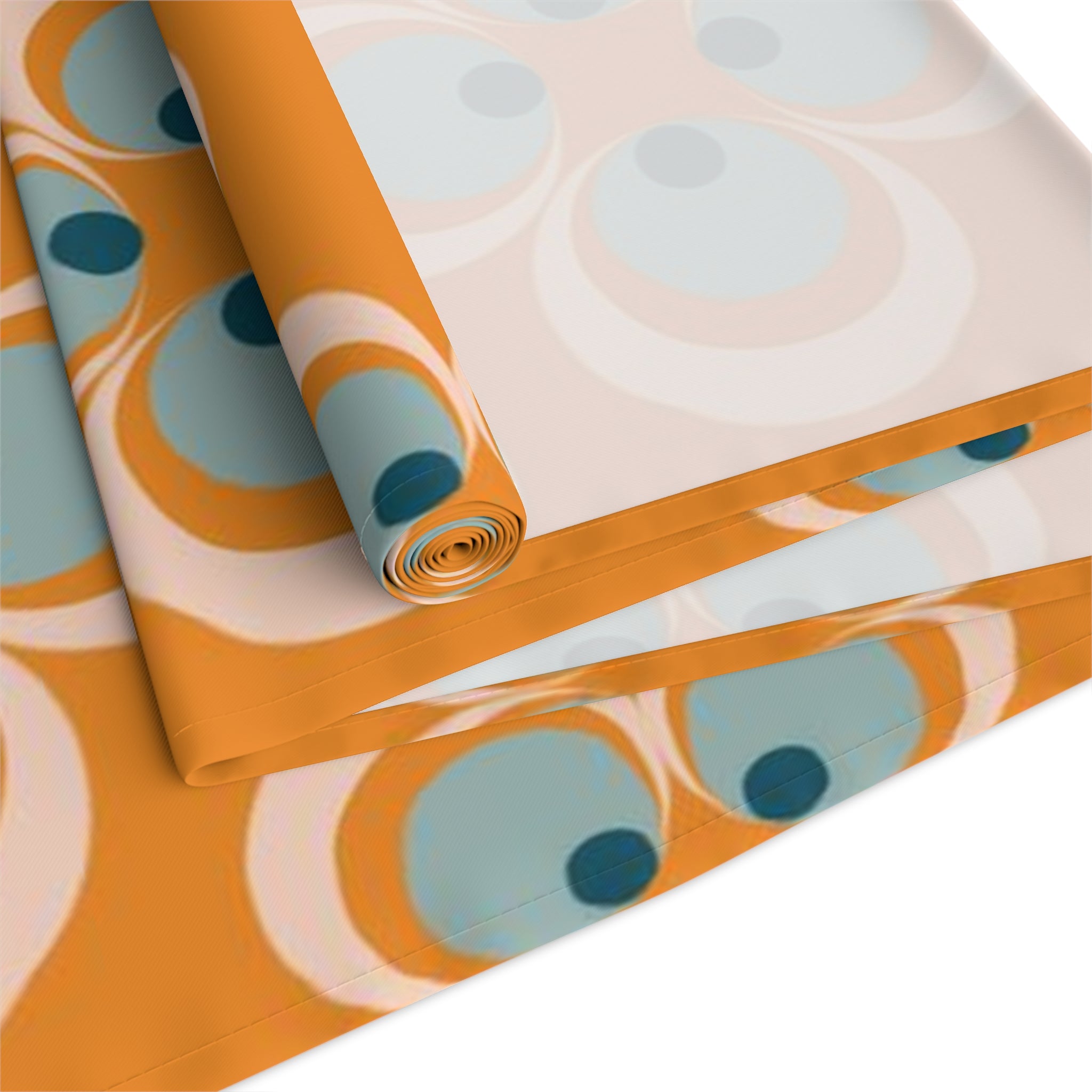 Mid Century Modern Table Runner, Retro Scandinavian Modern Danish Geometric Design, Orange, Blue Table Runner - Mid Century Modern Gal