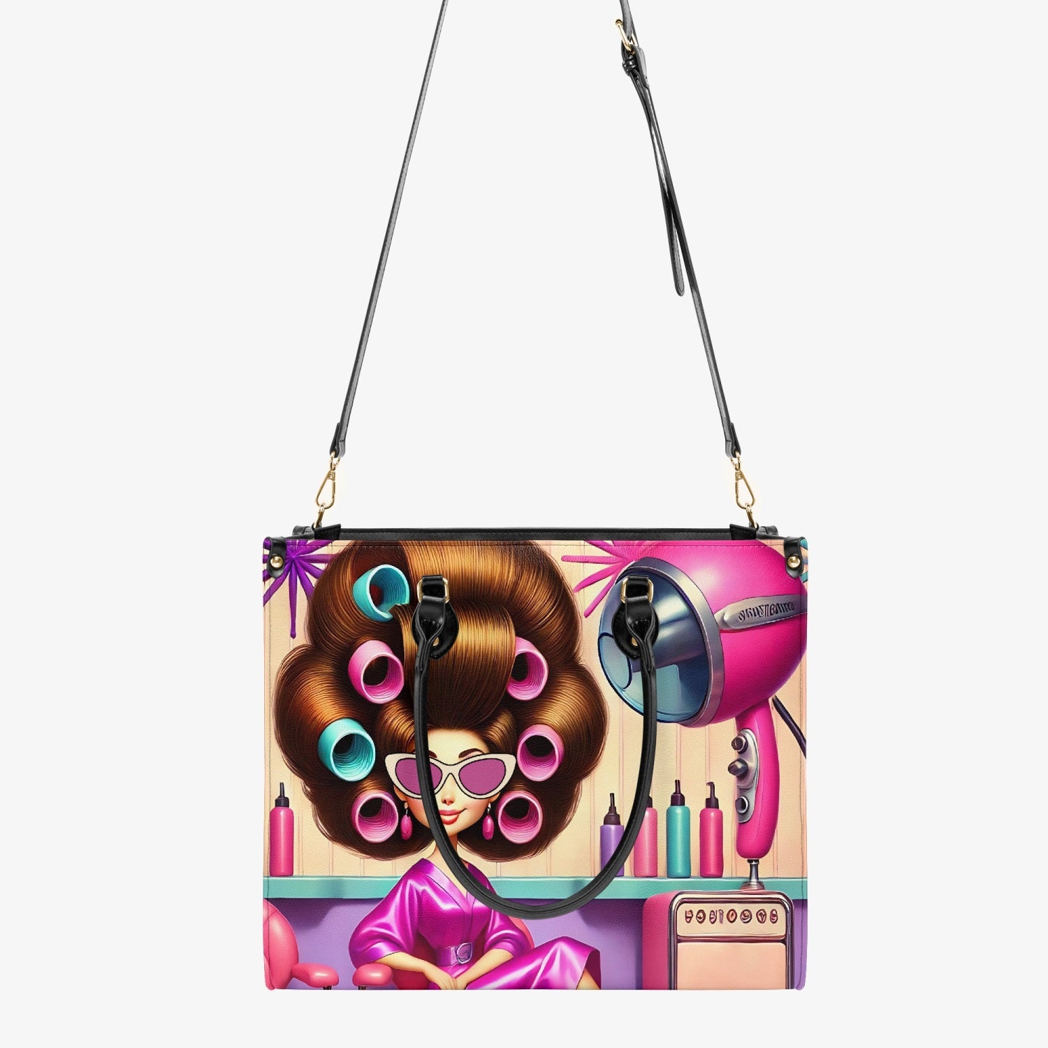 Retro Kitschy Big Hair Aqua Net Shoulder Handbag - Mid Century Modern Gal