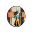 Mid Century Modern Atomic Cat Round Framed Canvas Wall Art - Mid Century Modern Gal
