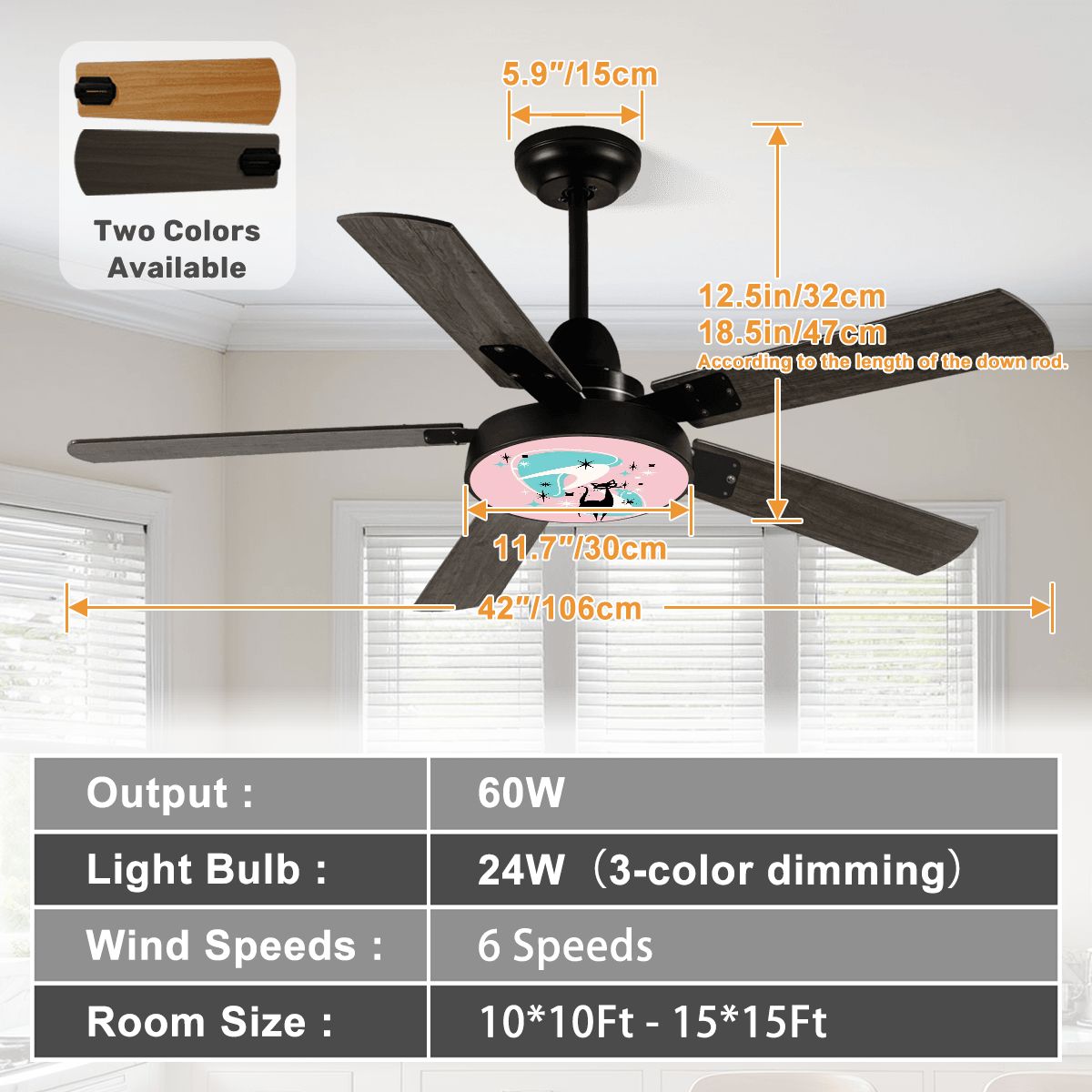 Pink Boomerang Atomic Cat Retr0 Mid Century Modern Ceiling Fan With Light - Mid Century Modern Gal